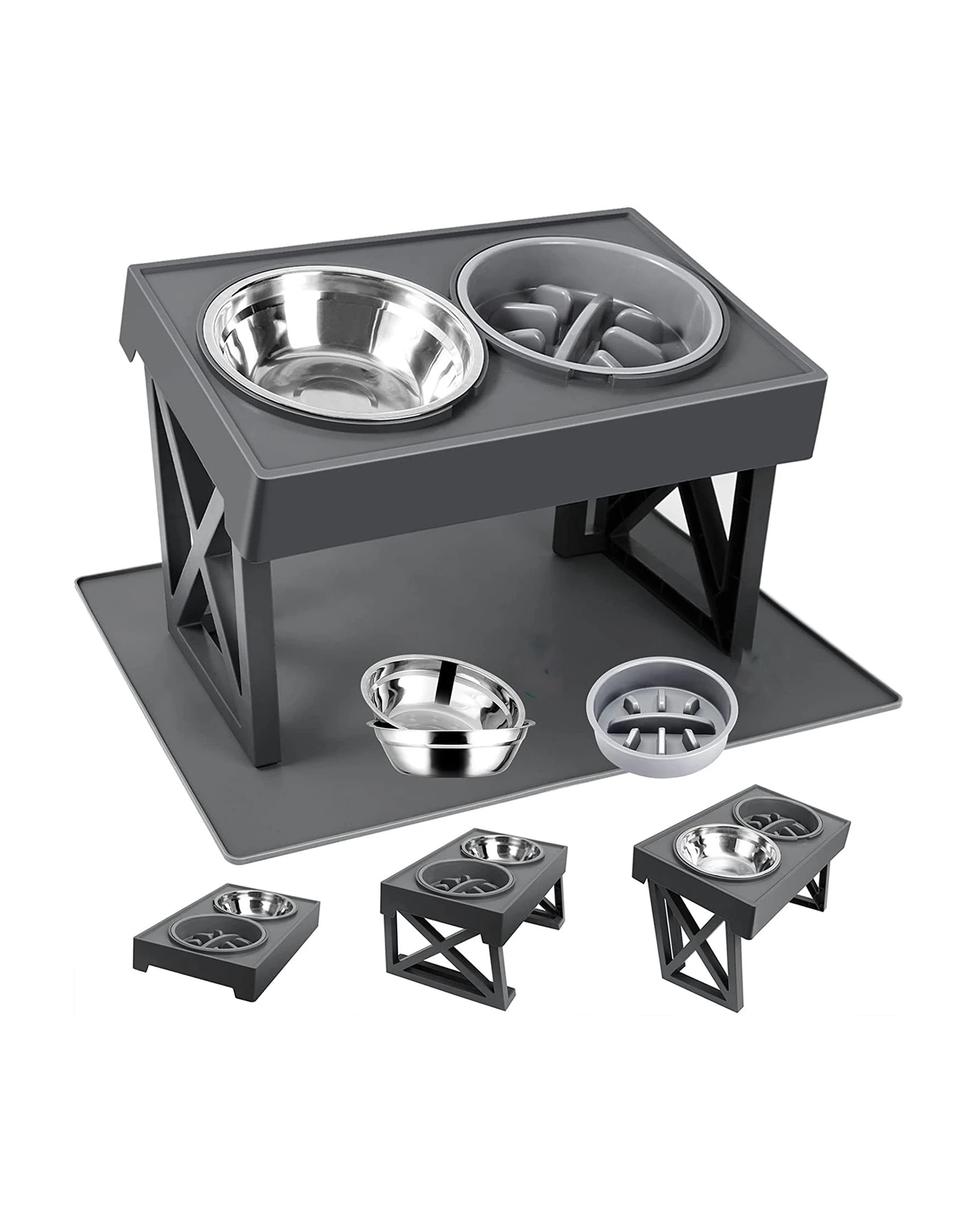 2 TODO Pet Food Bowl Pet Feeder Water Bowl Adjustable Height Elevated Dog Cat Food Bowl, 2 of 4