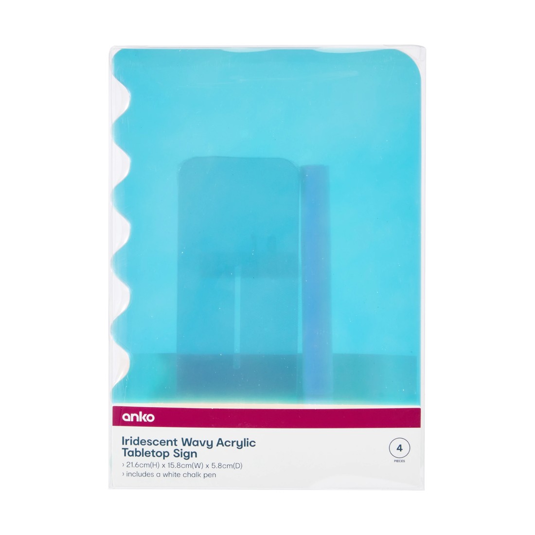 9 4 Piece Iridescent Wavy Acrylic Tabletop Sign, 9 of 9