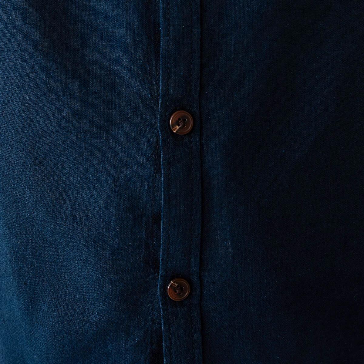 5 Short Sleeve Linen Shirt Dress Navy, 5 of 9