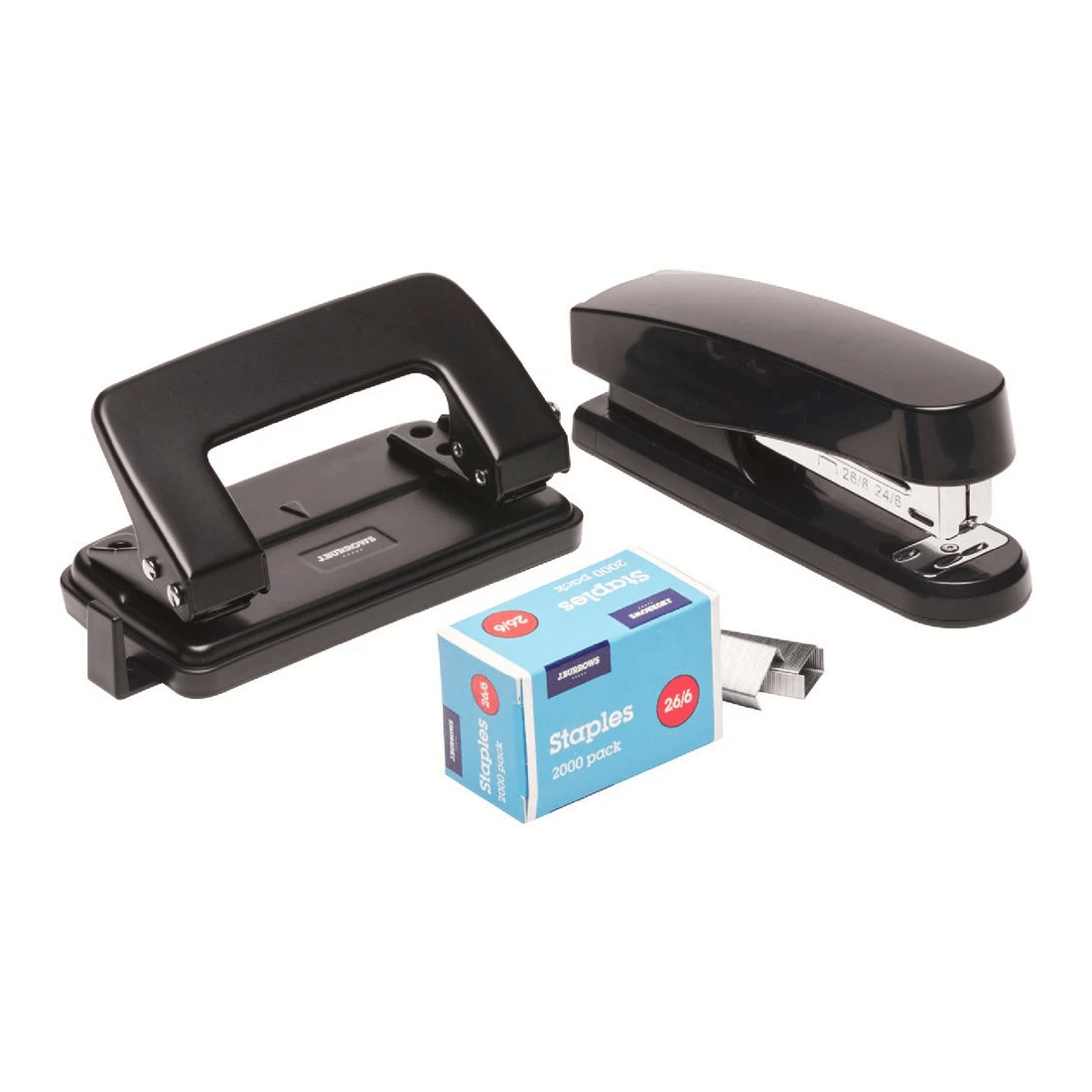 1 J.Burrows Plastic Stapler/Hole Punch Value Pack Black, 1 of 3