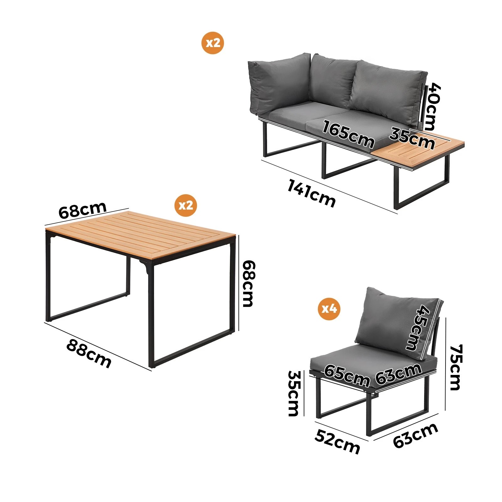 2 Livsip 8 Seater Outdoor Dining Set Sofa Lounge Setting Side Table Furniture - Multi, 2 of 8