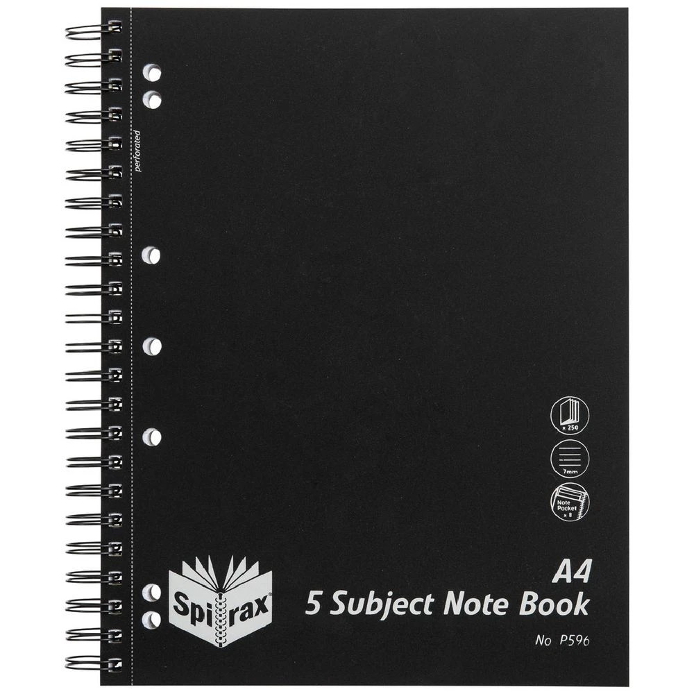 1 Spirax P596 A4 Polypropylene 5 Subject Notebook 250 Page, 1 of 3