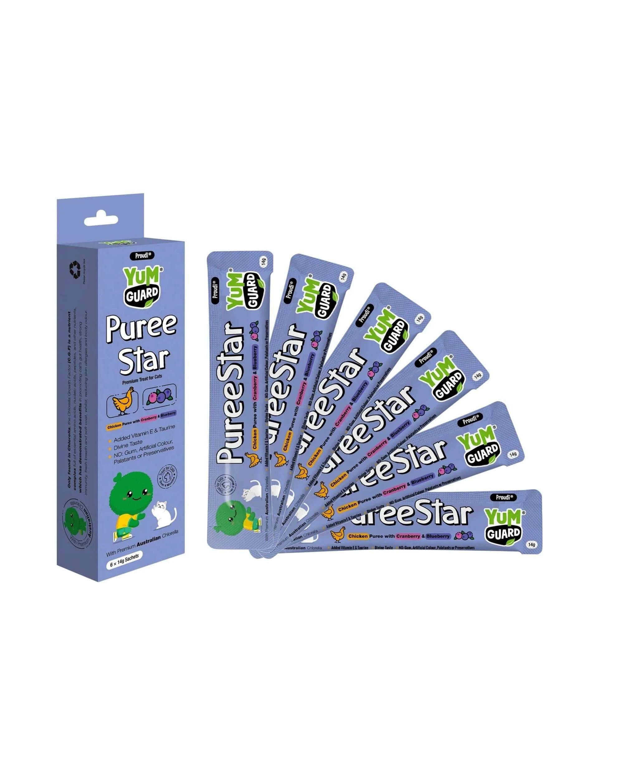 1 Yumguard Puree Star Chicken With Cranberry And Blueberry Cat Treat 6X14g, 1 of 1