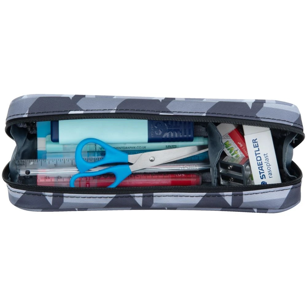 4 Liht Lab Twin Zip Multi Compartment Pencil Case Grey Camo, 4 of 4