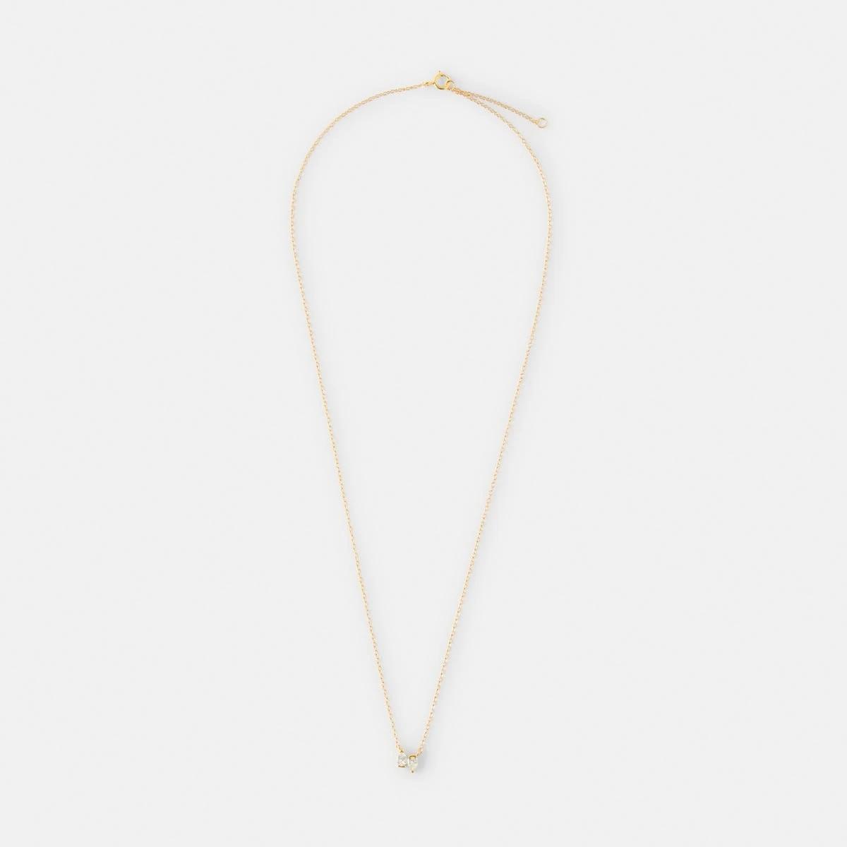 2 Cubic Zirconia Gold Plated Sterling Silver 925 Double Pear Necklace Gold, 2 of 4