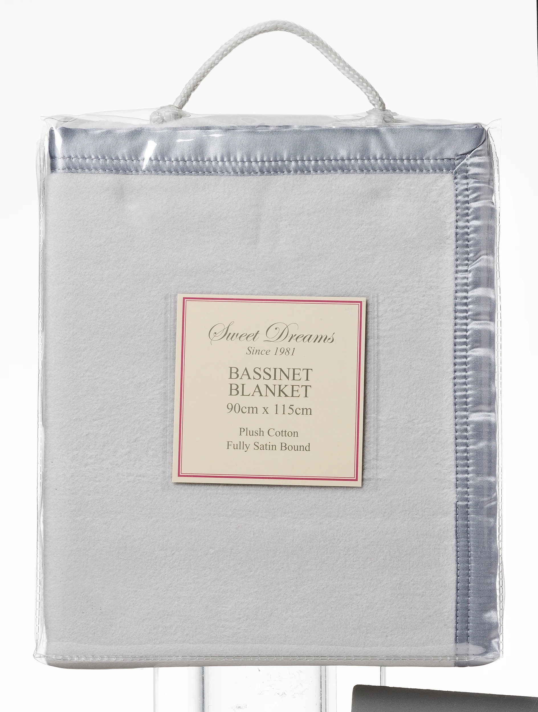 1 Sweet Dreams Bassinet Cotton Fleece Blanket Grey, 1 of 3