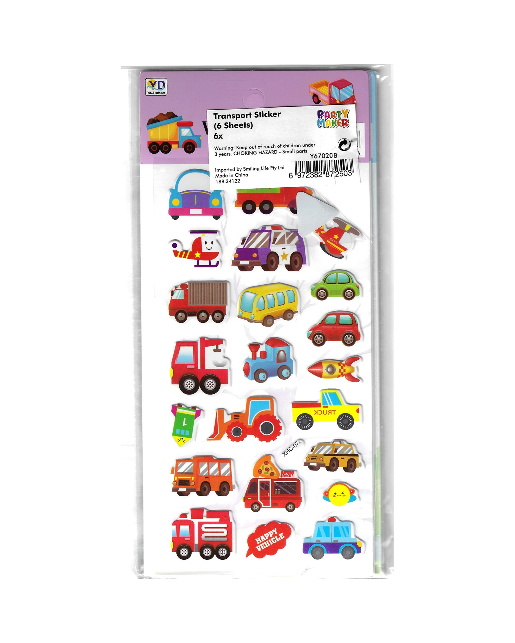 3 Party Maker Transport Stickers 6 Sheets, 3 of 3
