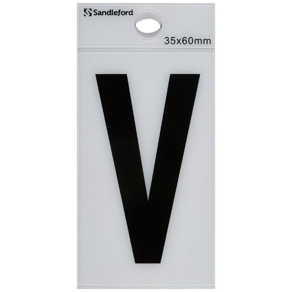 1 Sandleford V Self-adhesive Letter White 60 x 35mm, 1 of 1