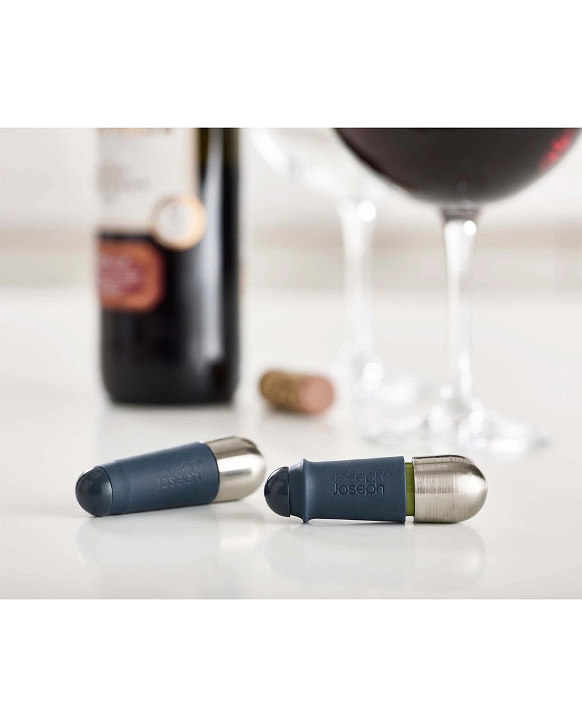 3 Joseph Joseph BarWise Twist-Lock Wine Stoppers Set 2 Silicone Leakproof Air - Multi, 3 of 4