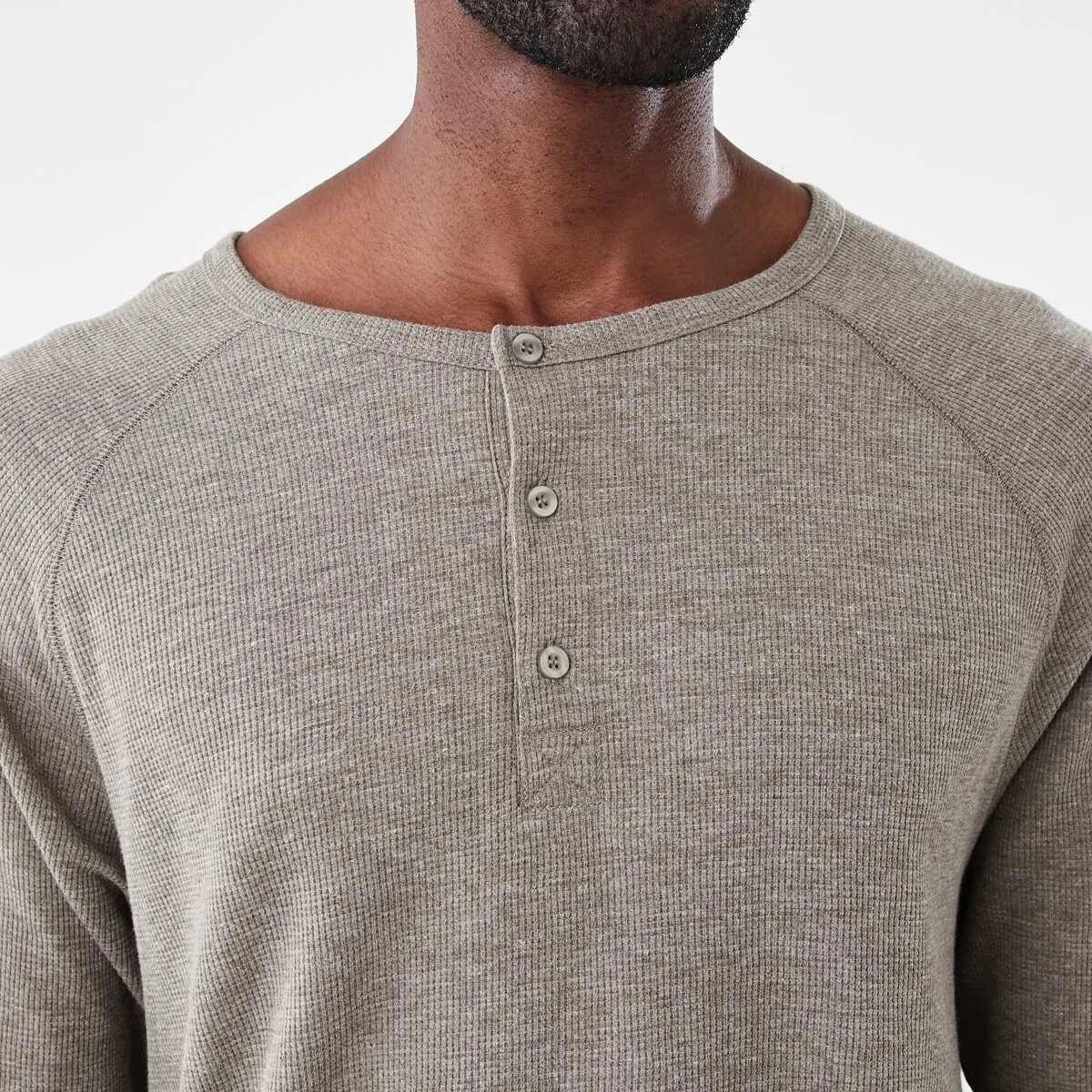 5 Waffle Henley Top Oatmarle, 5 of 6