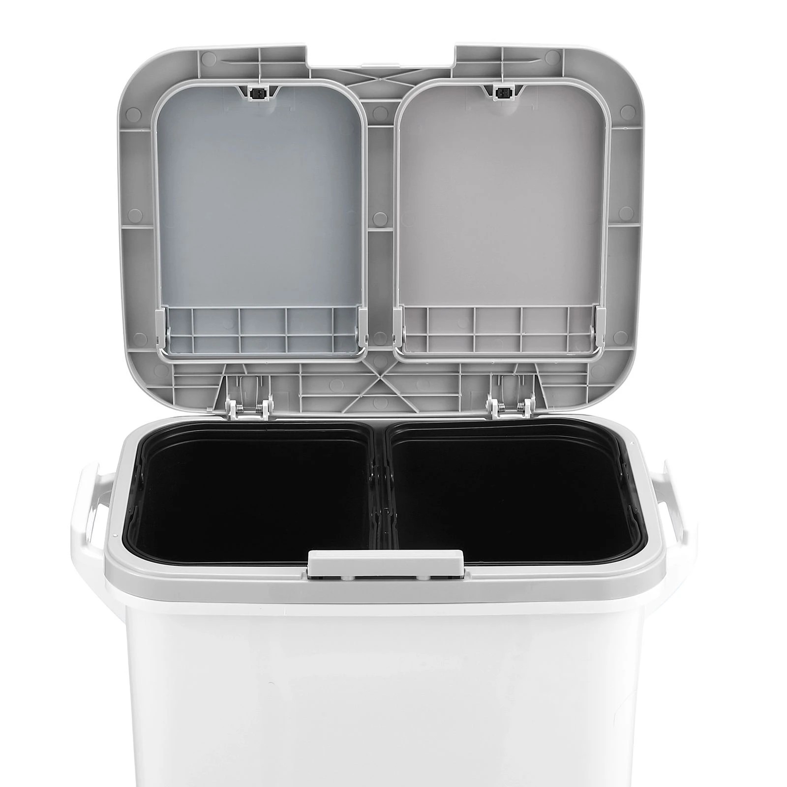 4 Dr FUSSY 38L 2 Tier Rubbish Recycling Bin with Wheels 3 Compartment Kitchen Waste Sorter Removable Buckets, 4 of 6