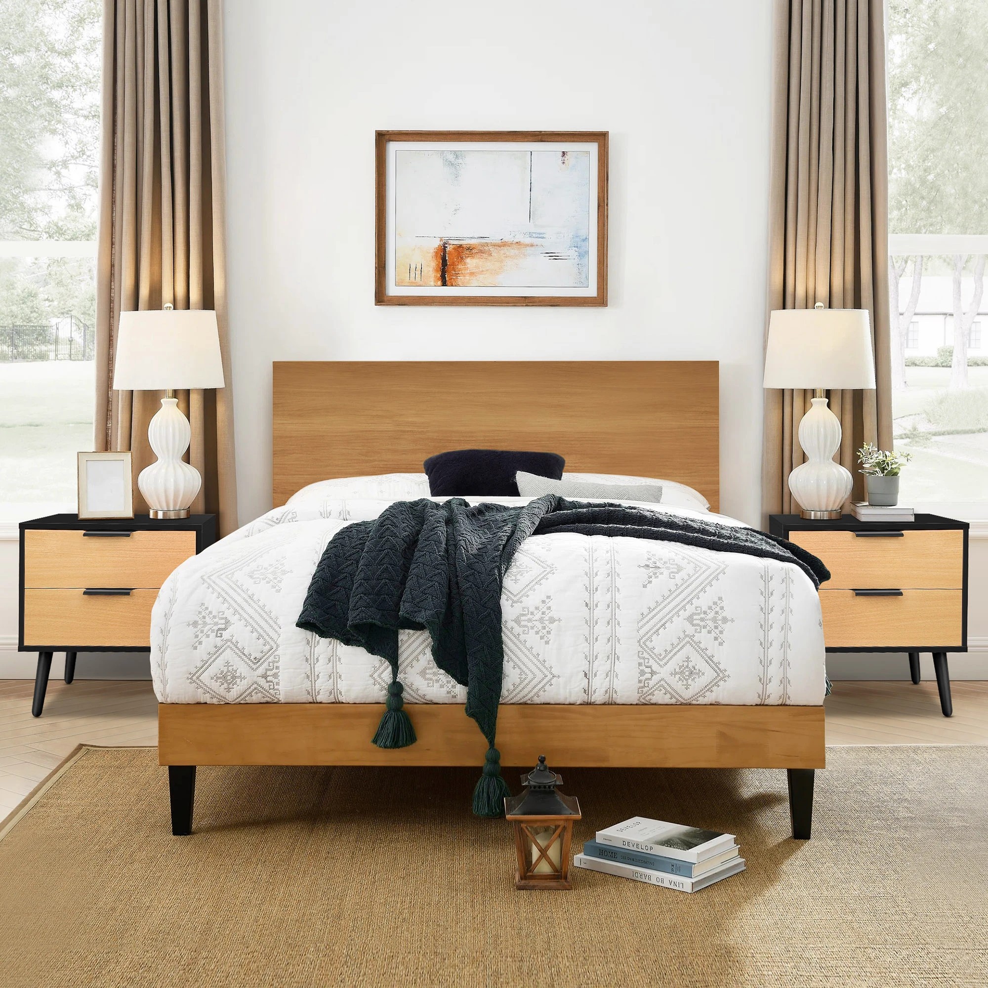 5 Alfordson Bedside Table Nightstand Side Storage Cabinet Scandinavian - Black, 5 of 10