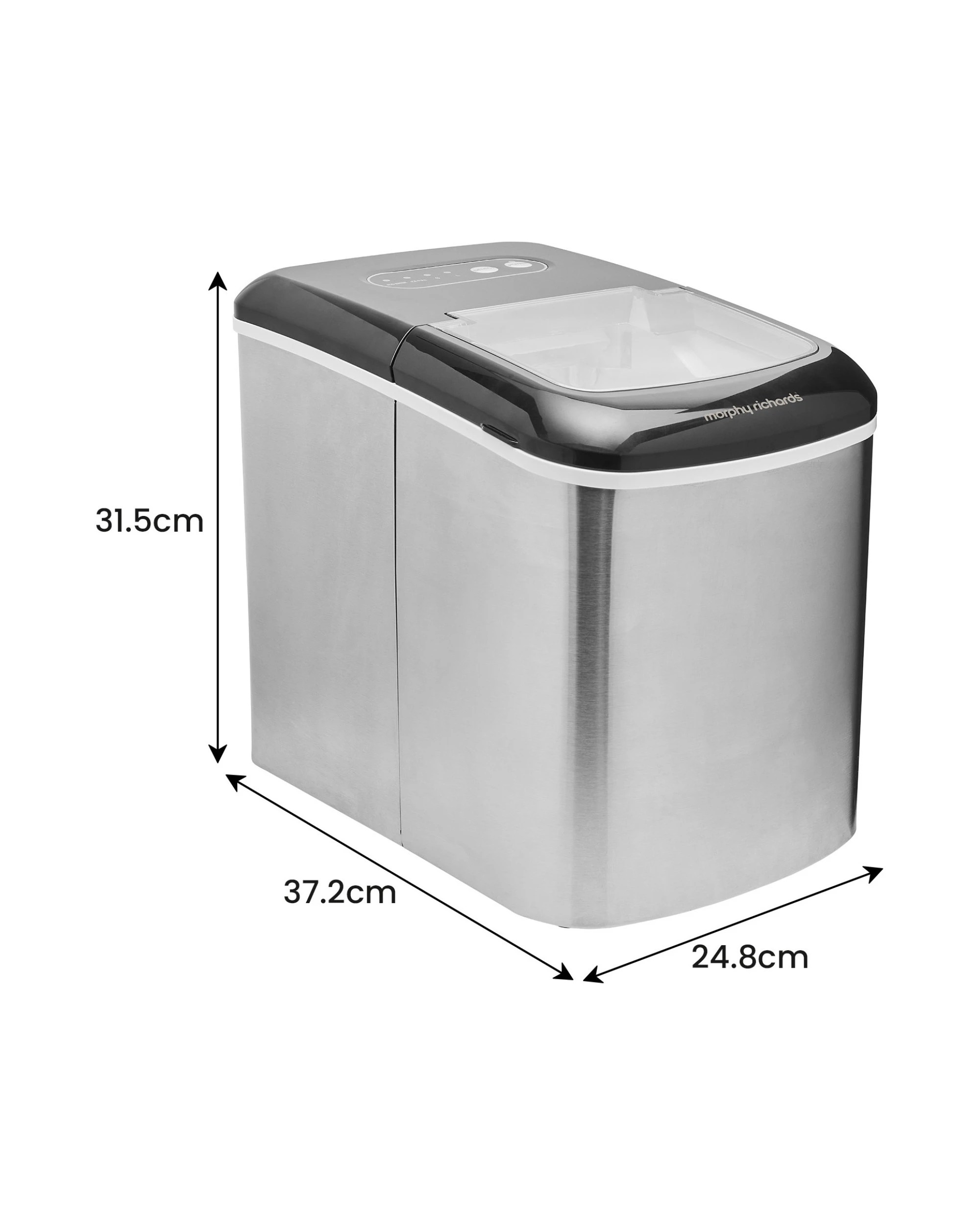 3 Morphy Richards Ice Maker Stainless Steel 15kg Small Large And Cube 2.1l Tank, 3 of 10
