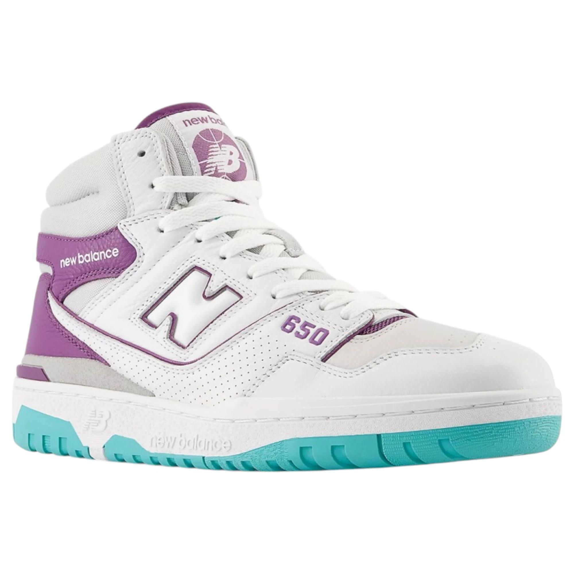 2 New Balance Mens 650 High Top White/ Purple Athletic Shoes WHITE/PURPLE, 2 of 5