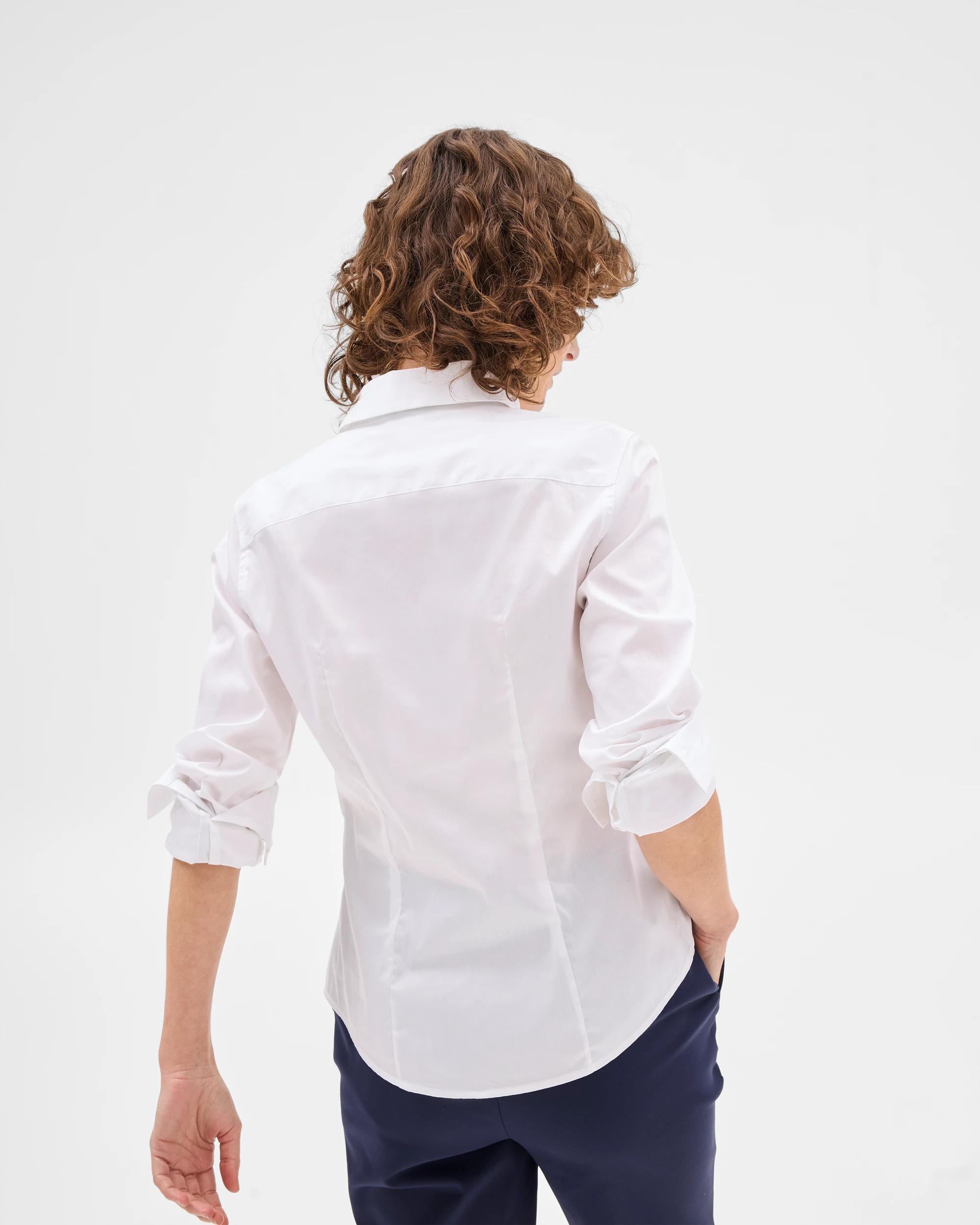 9 Australian Cotton Long Sleeve Fitted Shirt - Preview WHITE, 9 of 9