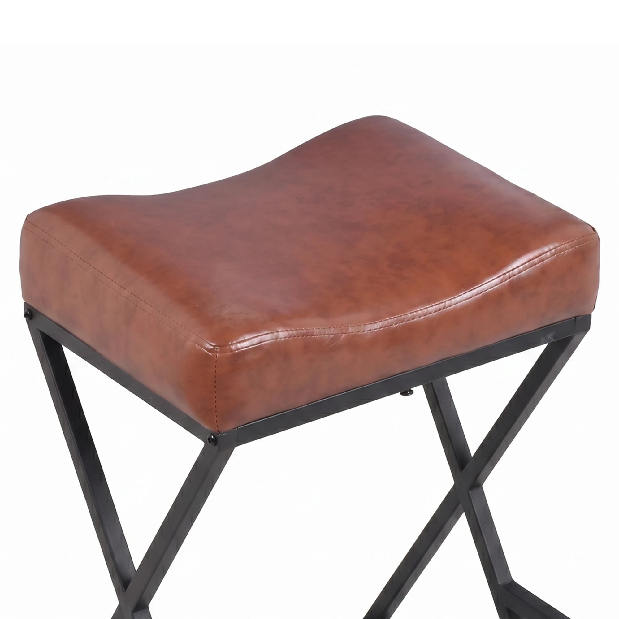 5 Advwin Bar Stools Set of 4 PU Leather Kitchen Counter Stools w/ U-Shape Cushion & Footrest - Brown, 5 of 7