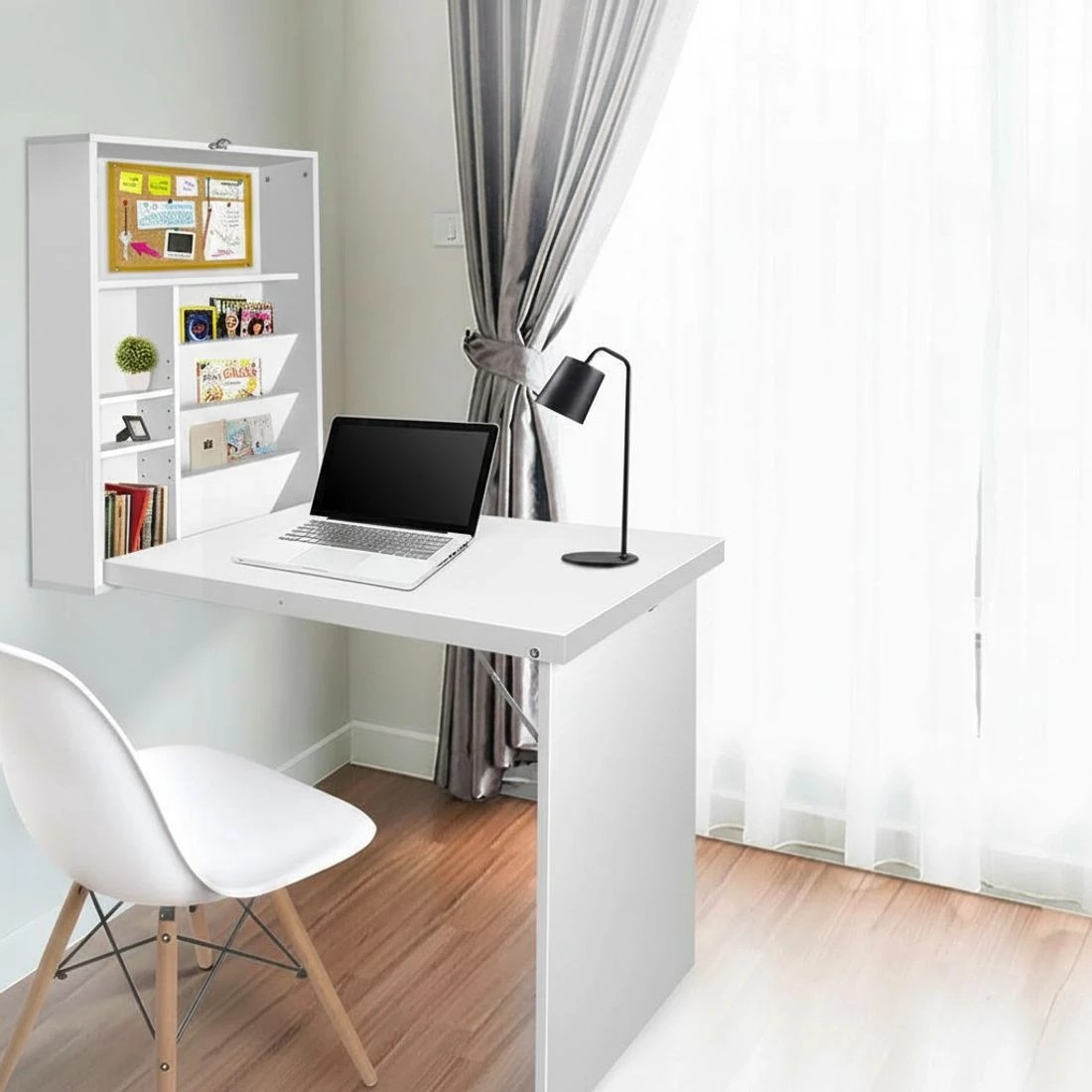 6 Artiss Computer Desk Bookshelf Wall Mount - White, 6 of 7