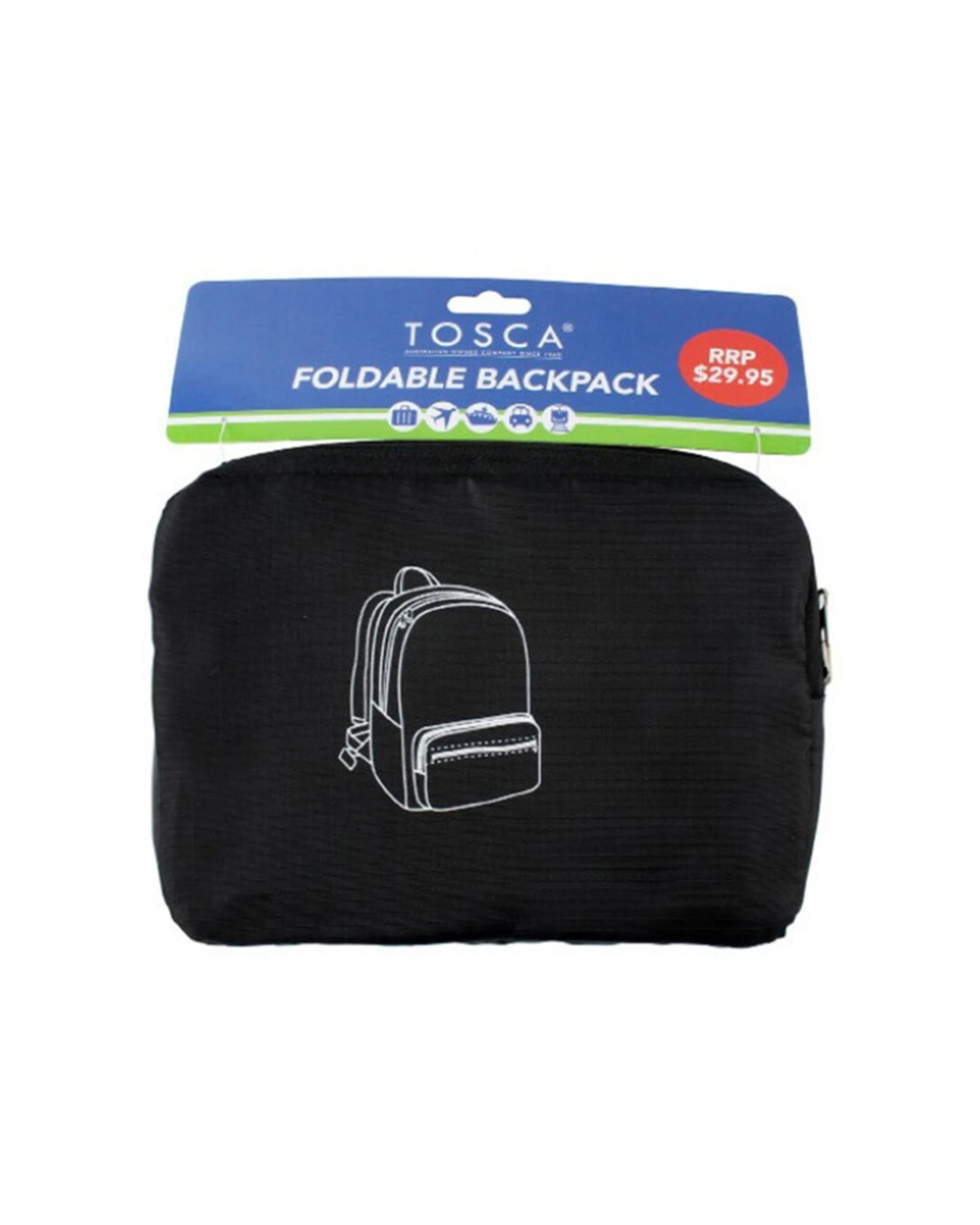 1 Tosca Foldable Travel Compact Backpack Bag - Black, 1 of 1