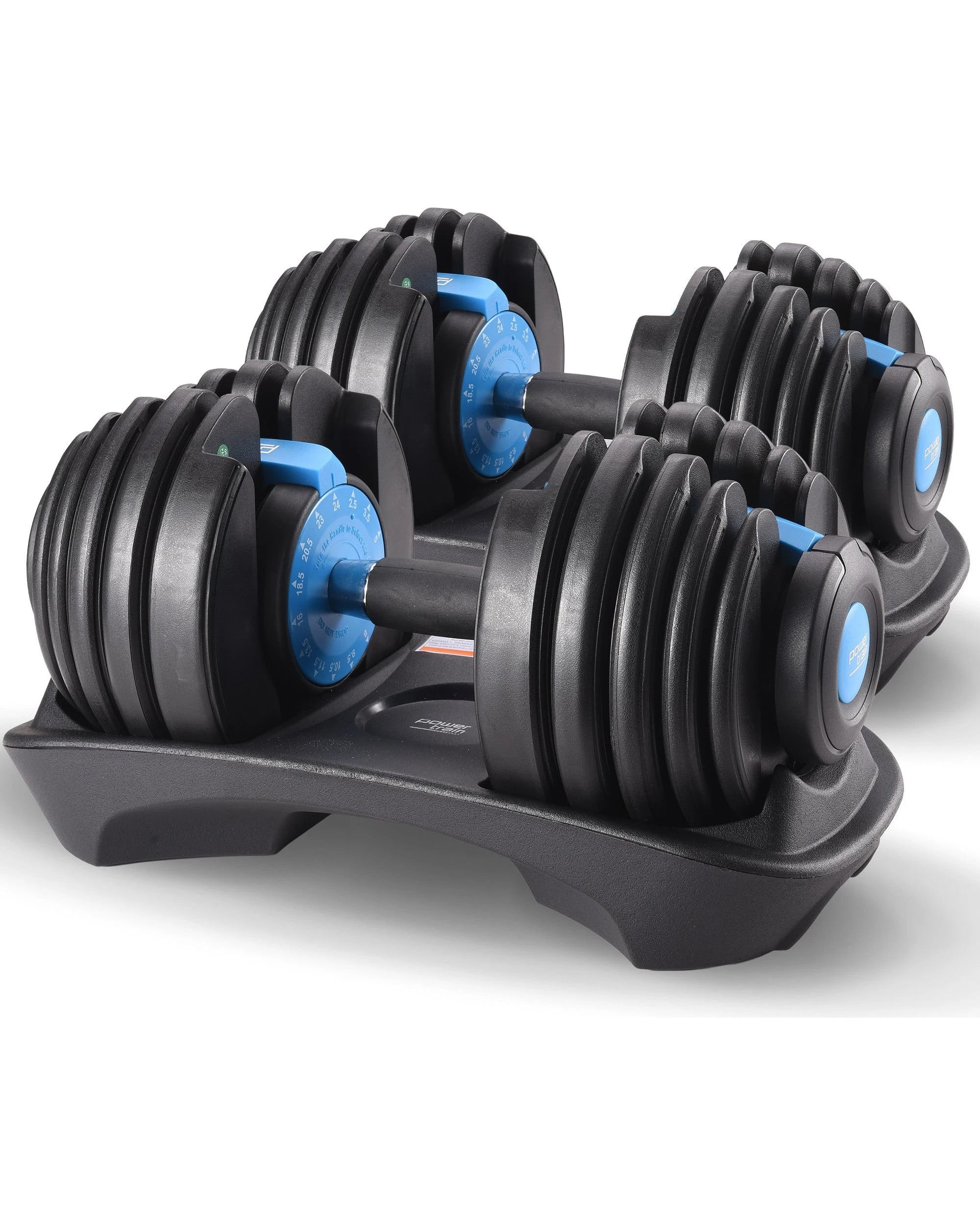 1 Powertrain 48kg Adjustable Dumbbell Set Home Gym Exercise Equipment Weights Blue, 1 of 7