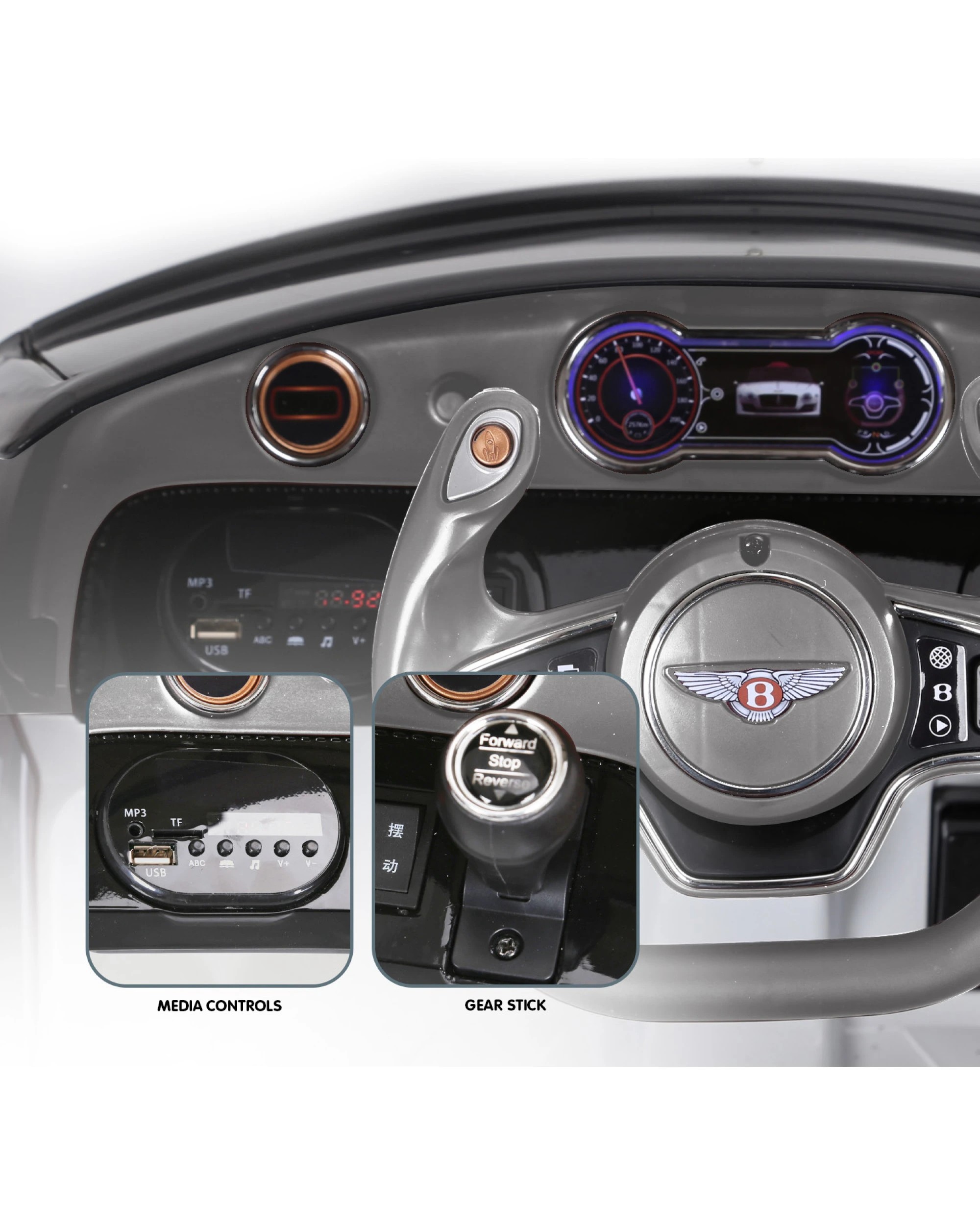 3 Kahuna Bentley Exp 12 Licensed Speed 6E Electric Kids Ride On Car - Black, 3 of 10