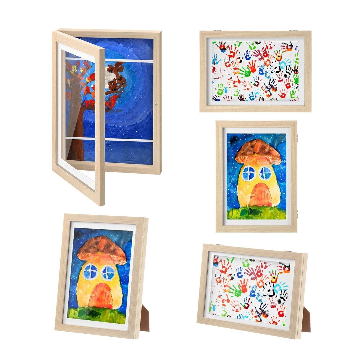 2 AUSWAY 5 Pcs Art Frames Kids Craft Artwork Projects Drawings Display, 2 of 3