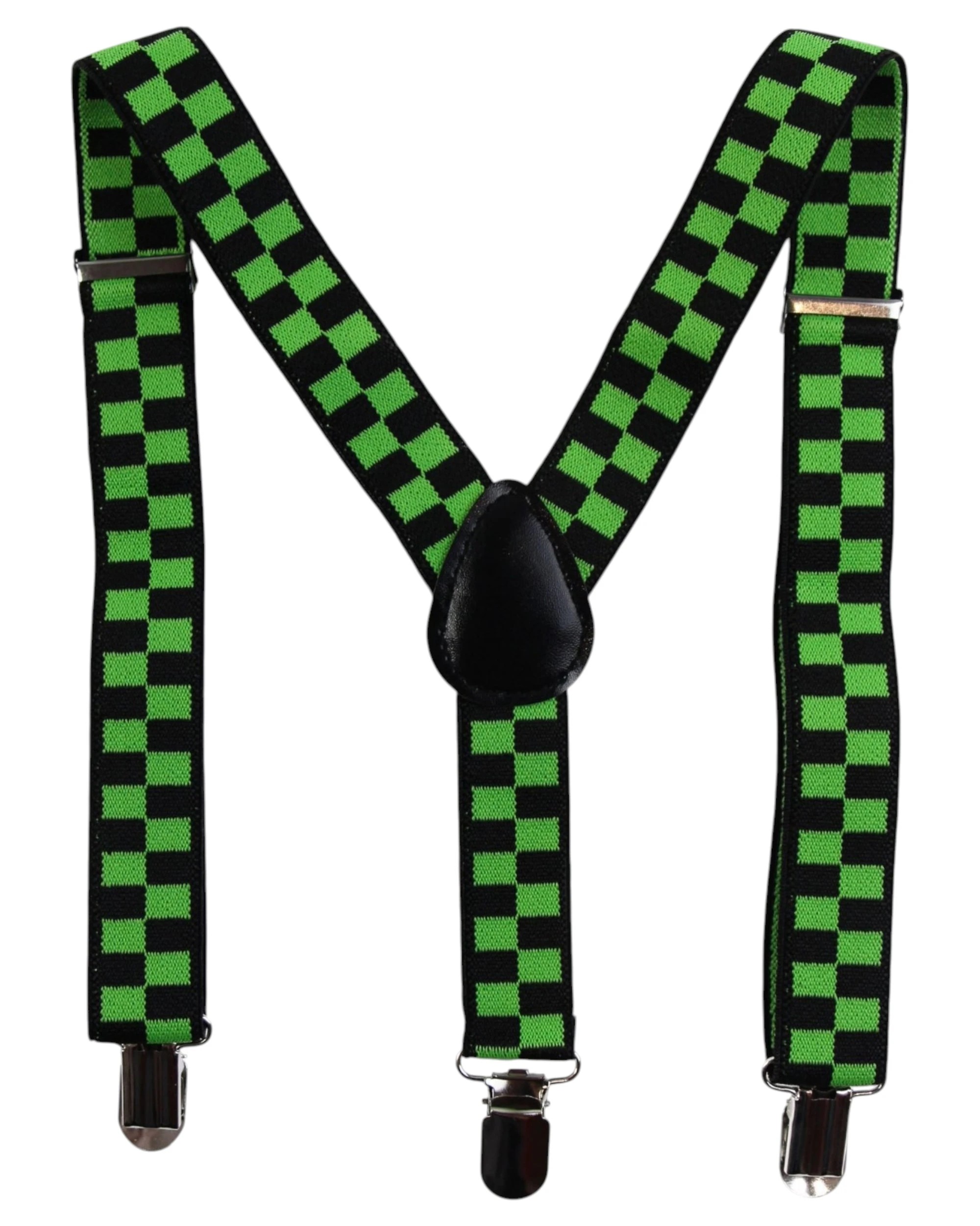 1 Zasel Boys Adjustable Green & Black Checkered Patterned Suspenders - Multi - Multi, 1 of 4