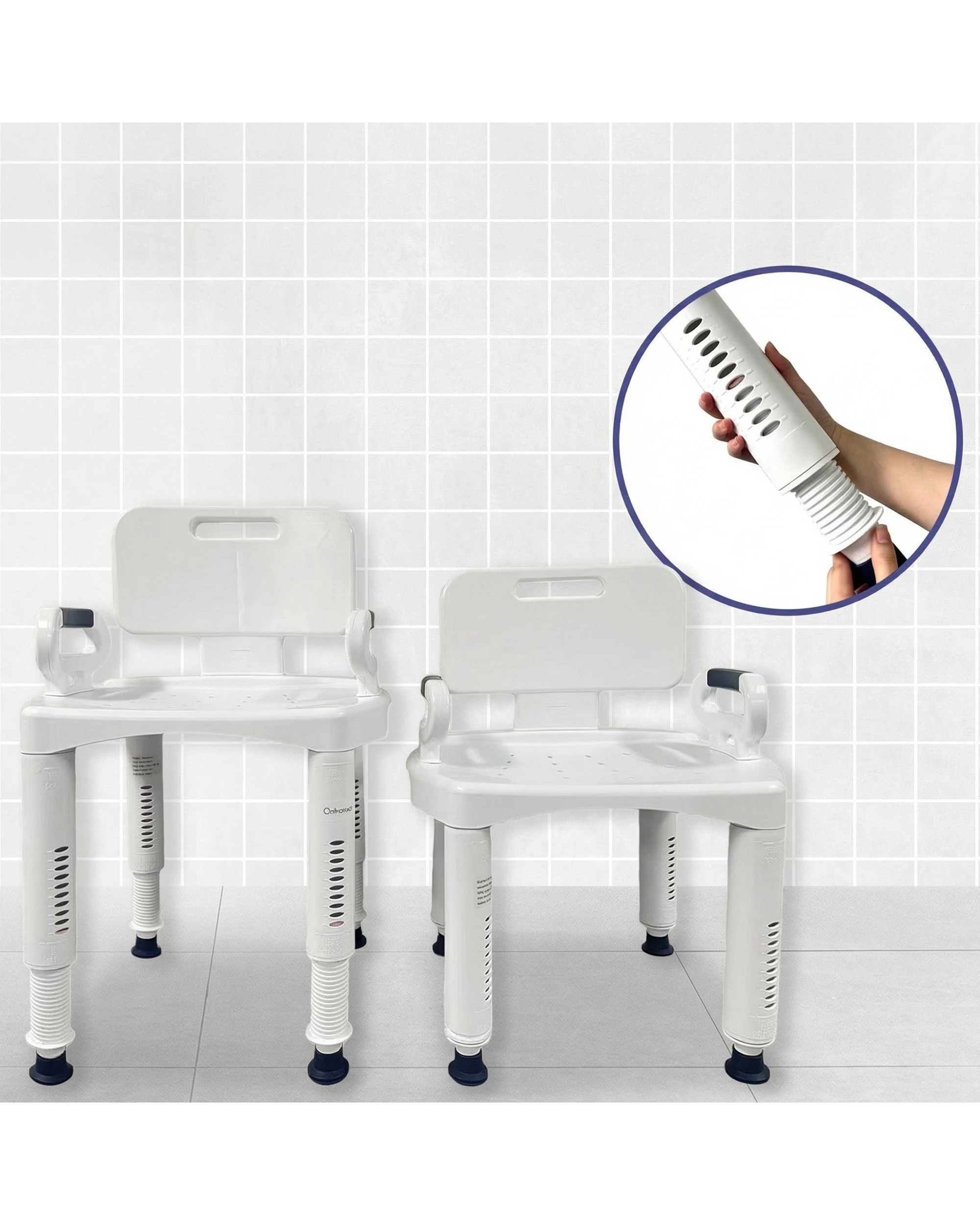 5 Orthonica Adjustable Shower Chair Armrests 158kg Capacity Bathroom Aid Bath Tub Stool Seat - White, 5 of 7
