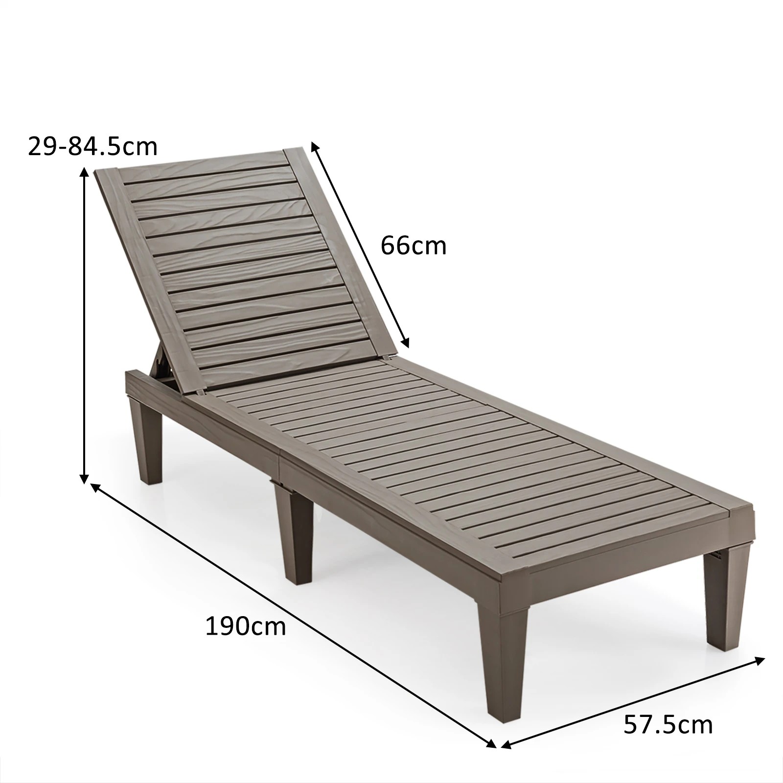 2 Costway Patio Chaise Lounge Chair 5-Position Adjustable Sun Tanning Chair - Brown, 2 of 3