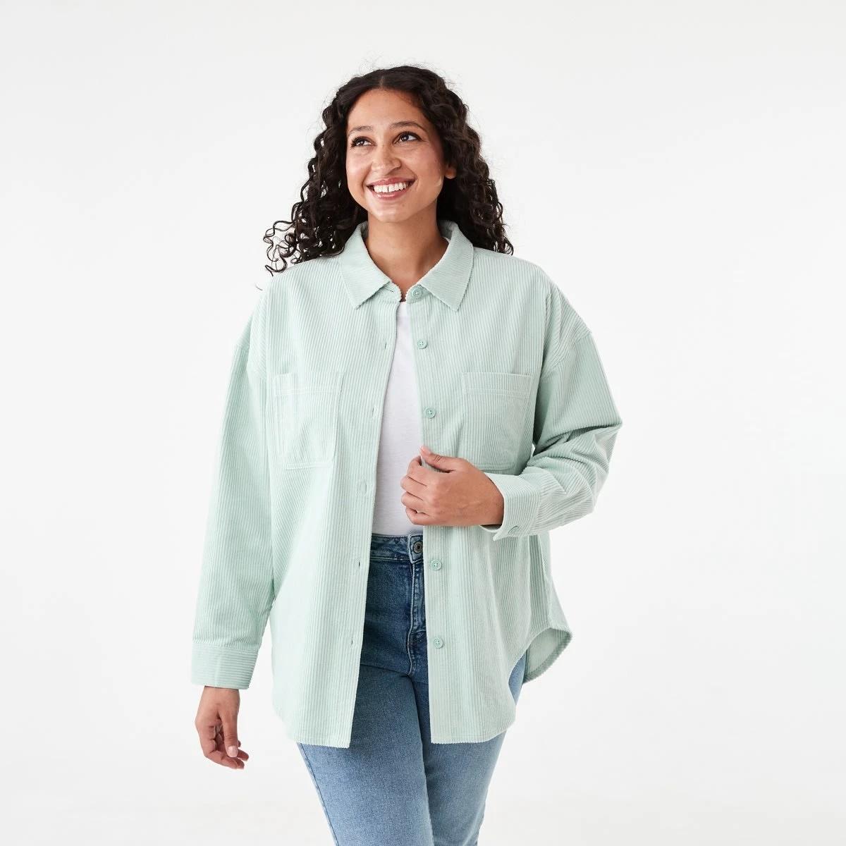 1 Long Sleeve Corduroy Shirt Seafoam, 1 of 8