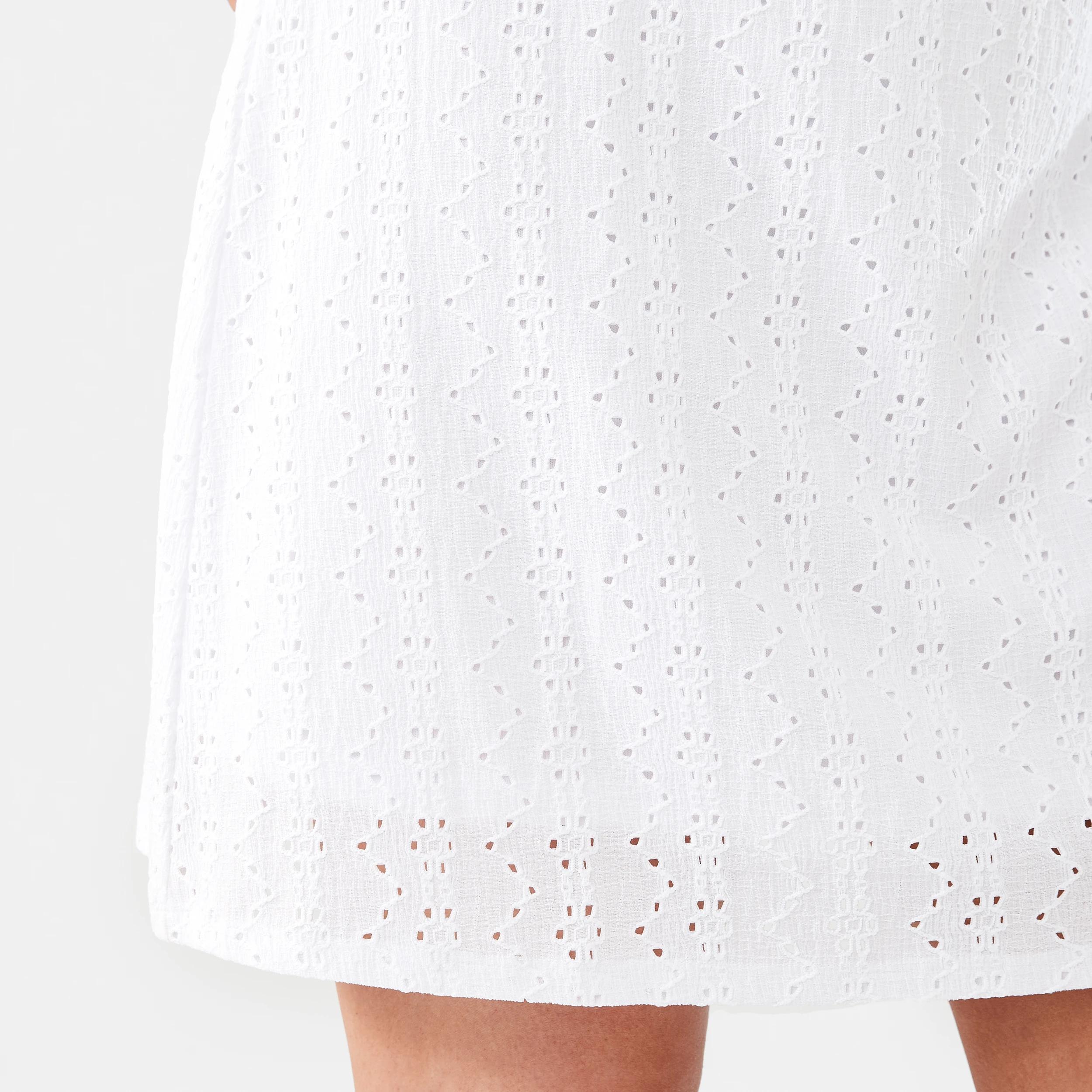 8 Sleeveless Broderie V-Neck Mini Dress WHITE, 8 of 9