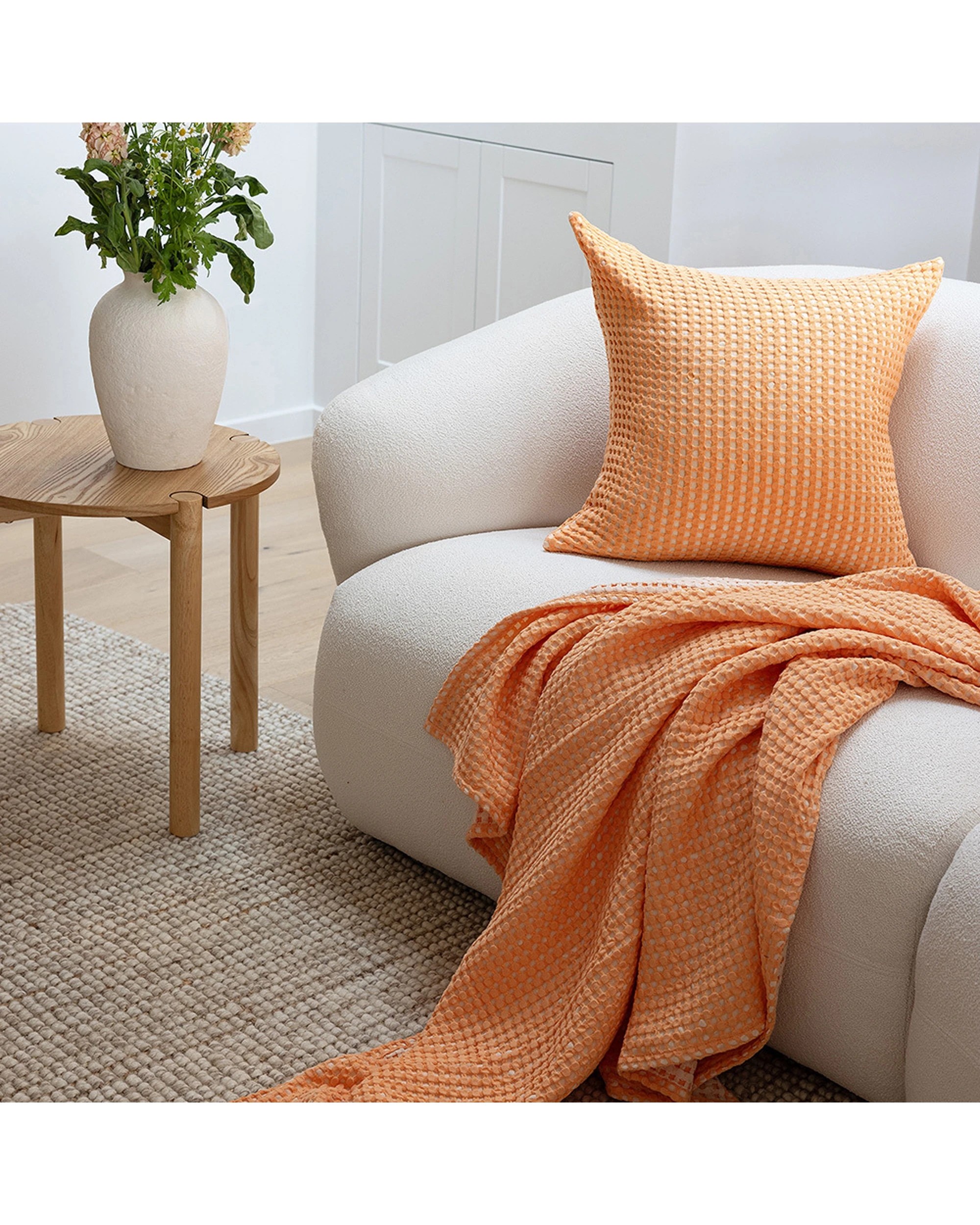 2 Bambury Waffle Fabric Dora Square Cushion Cotton Decorative 50x50cm - Orange, 2 of 5