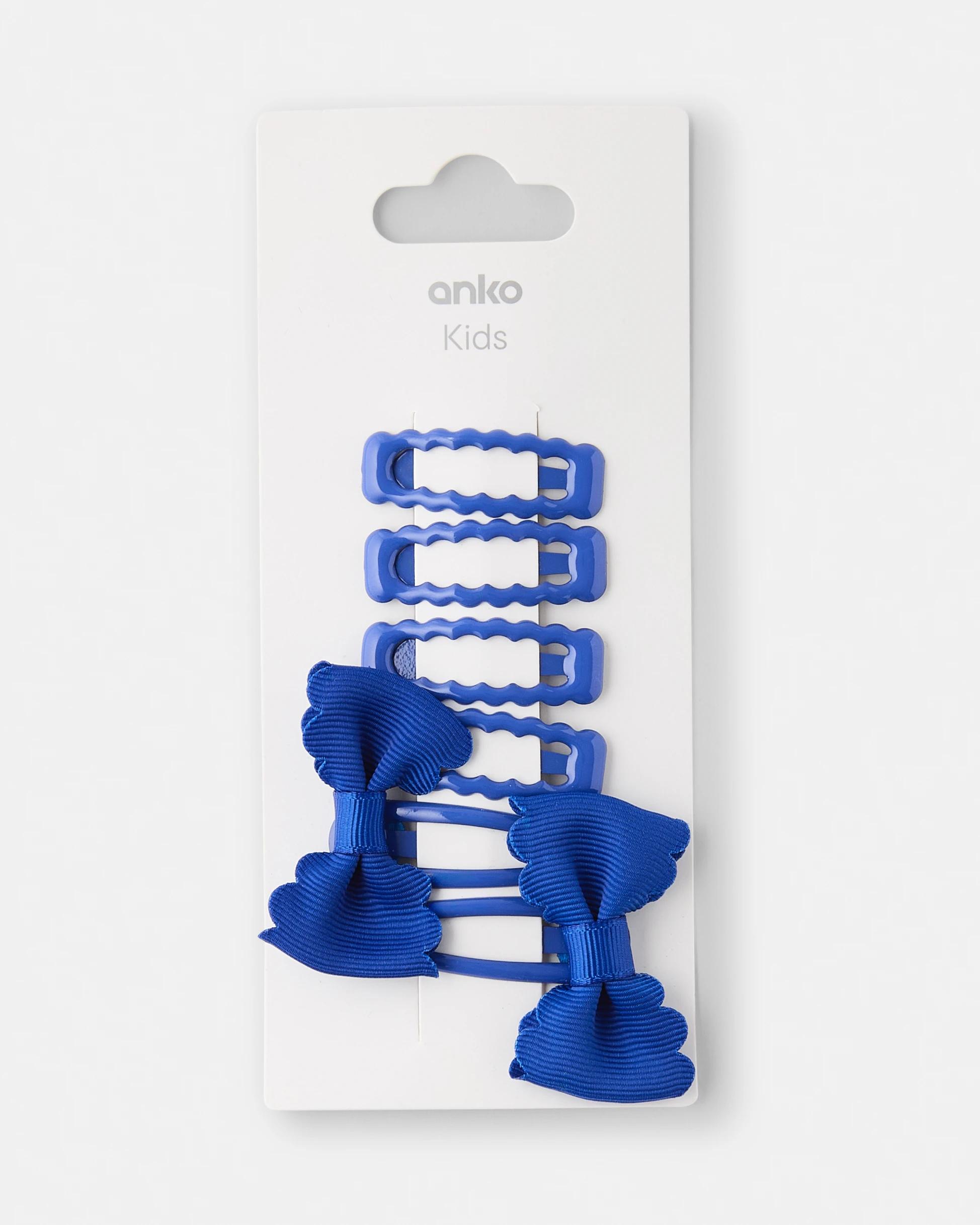 3 6 Pack School Snap Hair Clips Set Royal Blue, 3 of 3