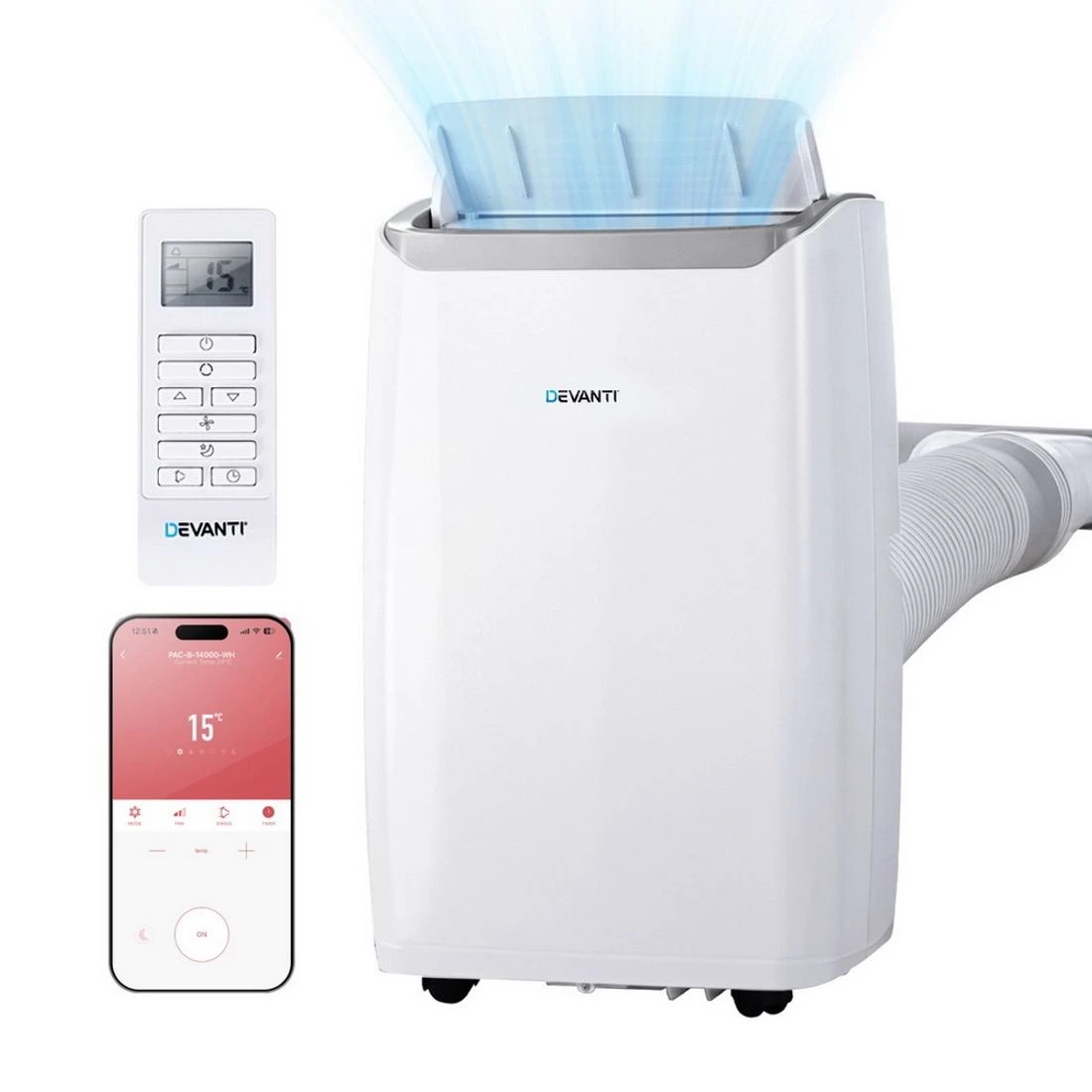 2 Devanti Portable Air Conditioner Dehumidifier Fan 14000BTU - White, 2 of 8