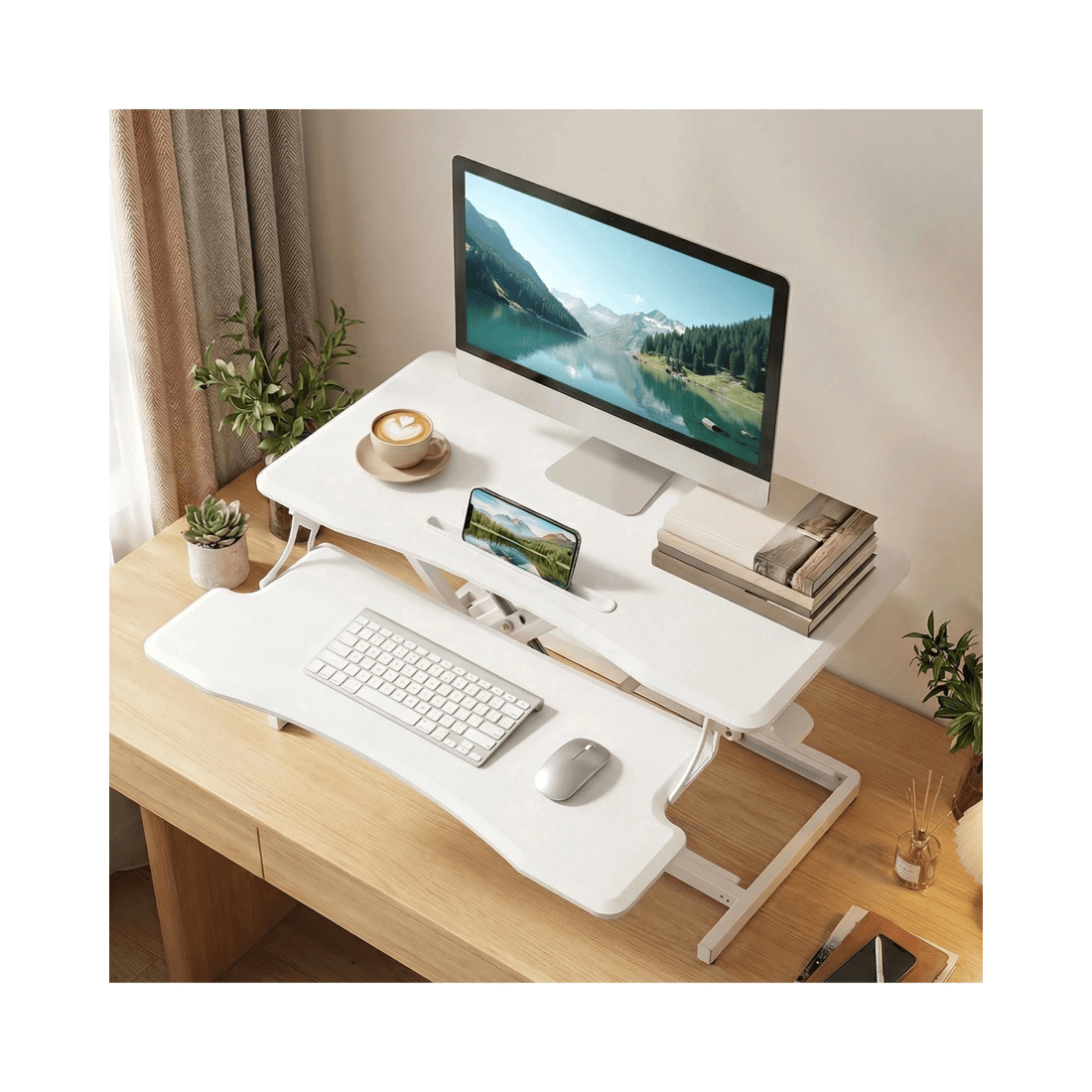 4 Advwin Sit Stand Desk Riser Height Adjustable w/Keyboard Tray, 4 of 10