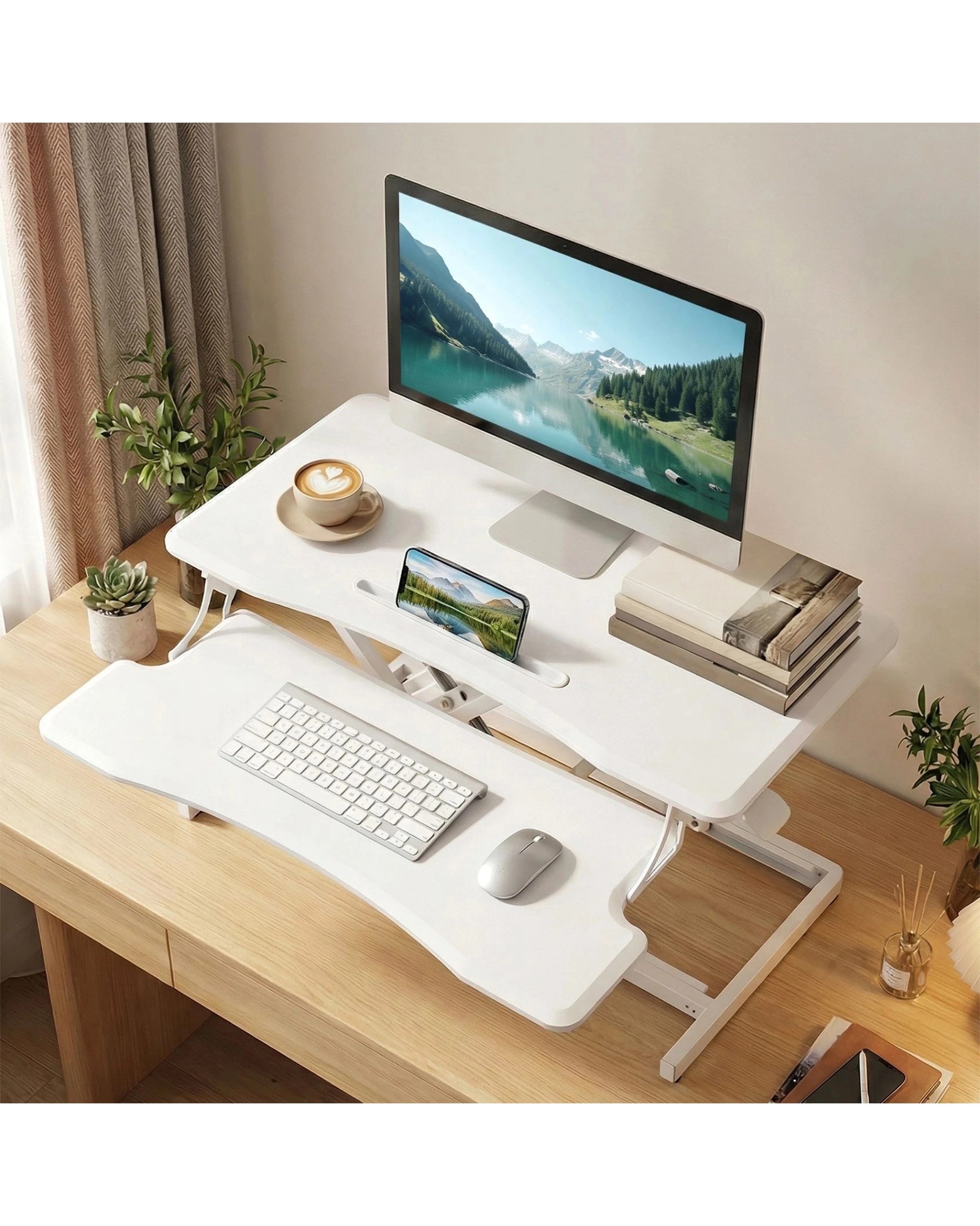 4 Advwin Sit Stand Desk Riser Height Adjustable w/Keyboard Tray, 4 of 10