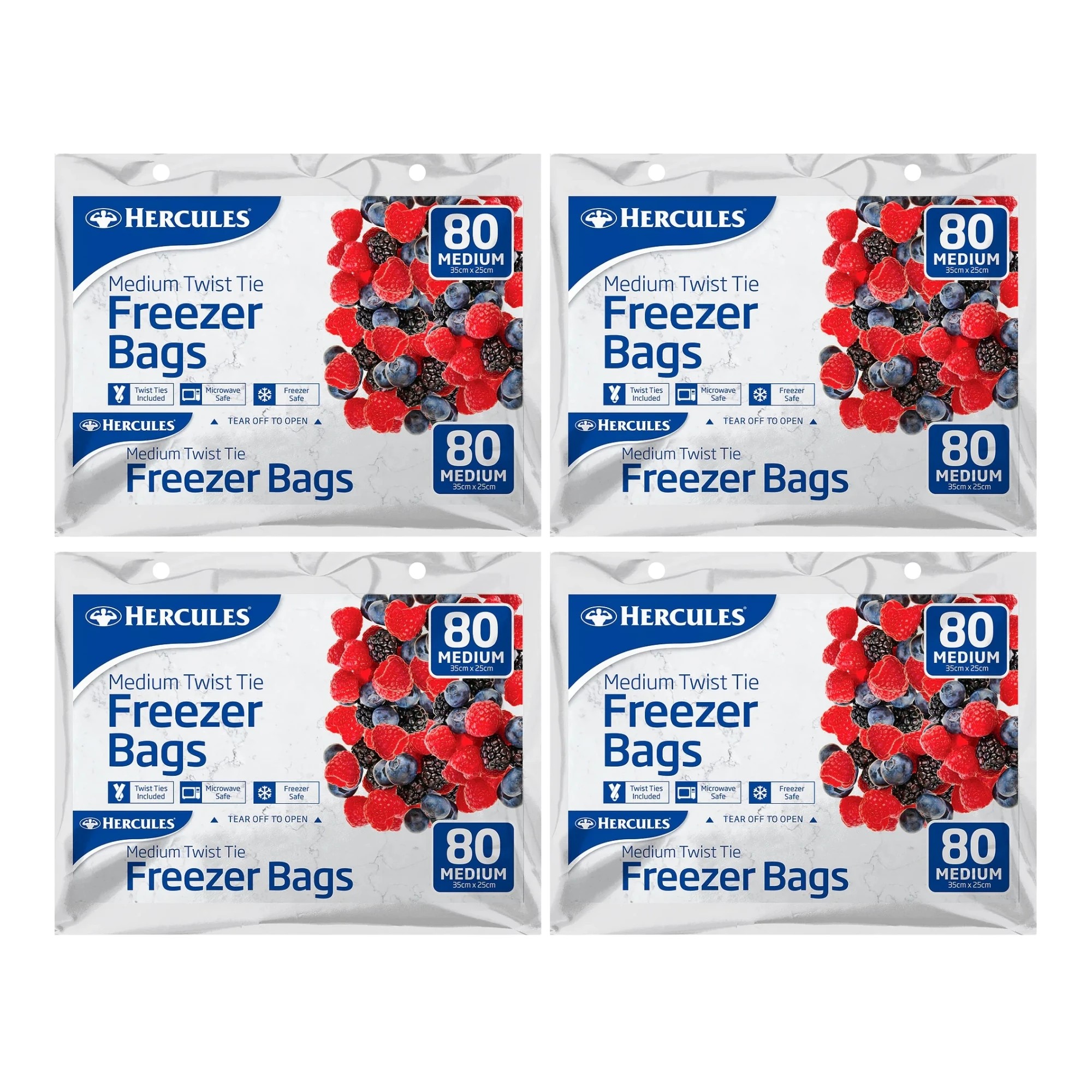 1 Hercules Tear-Off Freezer Bags Medium 80pk x4, 1 of 1