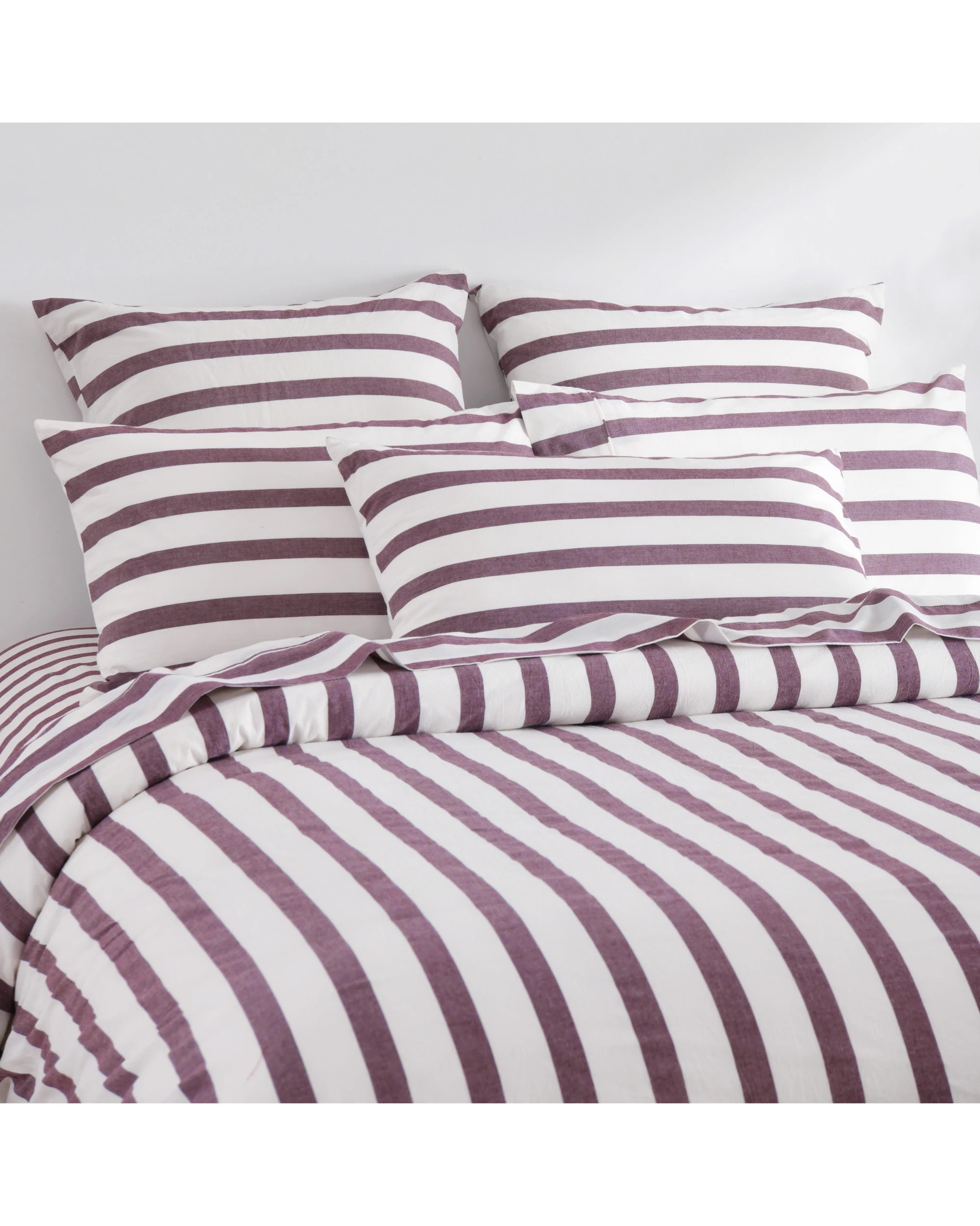 2 Dreamaker Twin Pack Cove Yarn Dyed Washed Cotton Striped Standard Pillowcase - Plum, 2 of 6