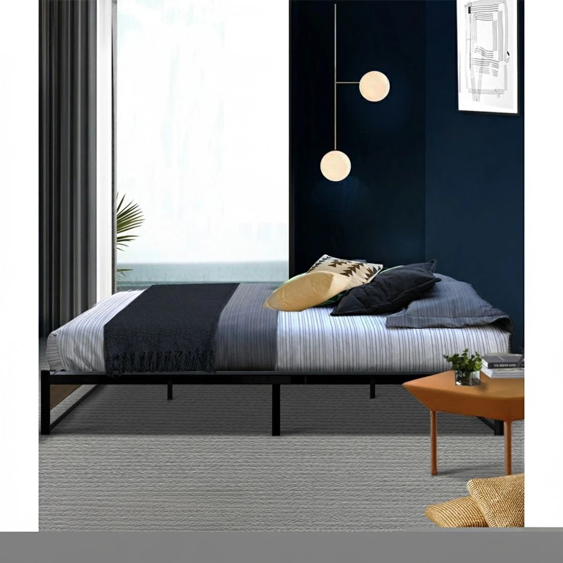 6 Artiss Bed Frame Metal Frame Bed Base OSLO - - Black, 6 of 6