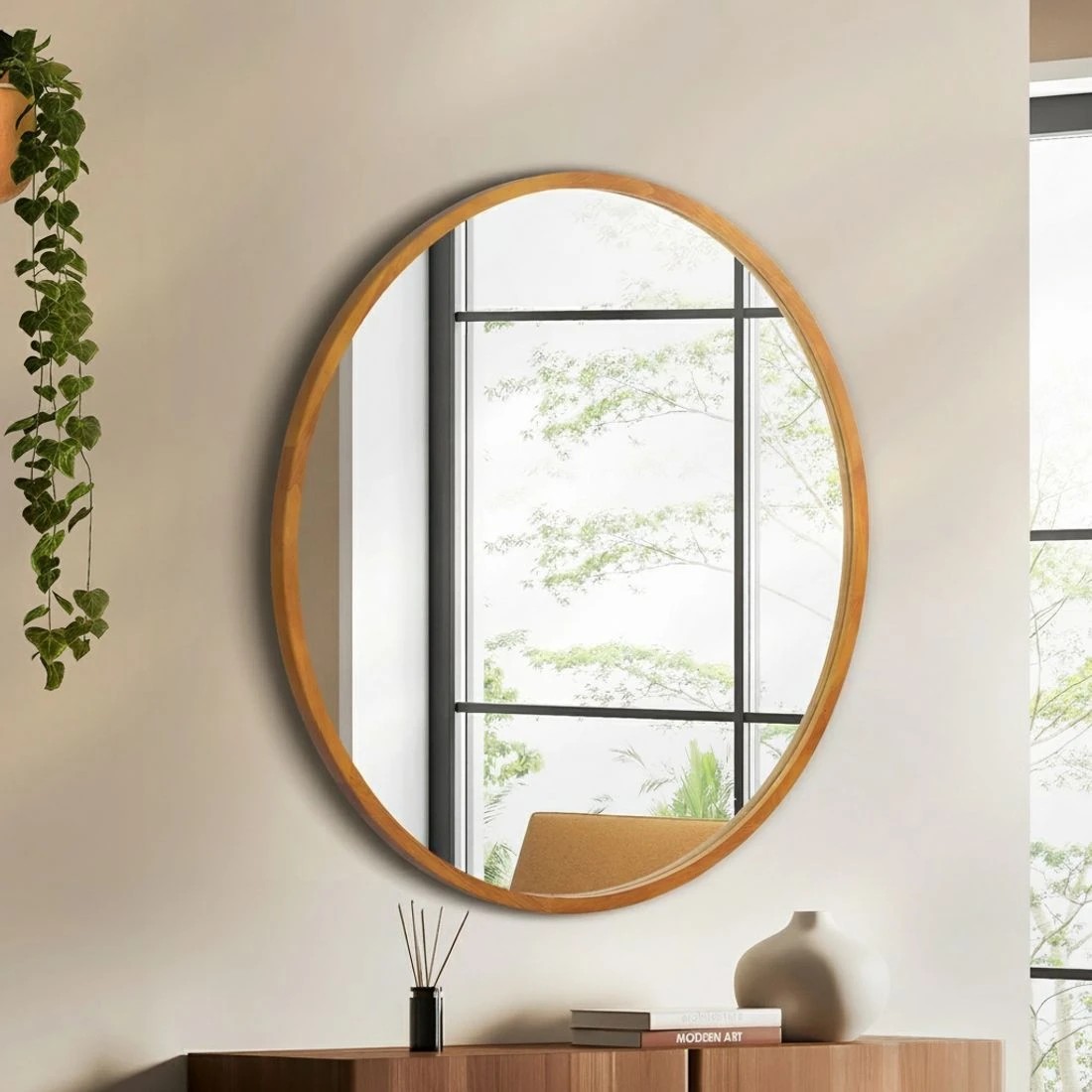 3 Embellir Wall Mirror Wooden Makeup 80cm - Brown, 3 of 5