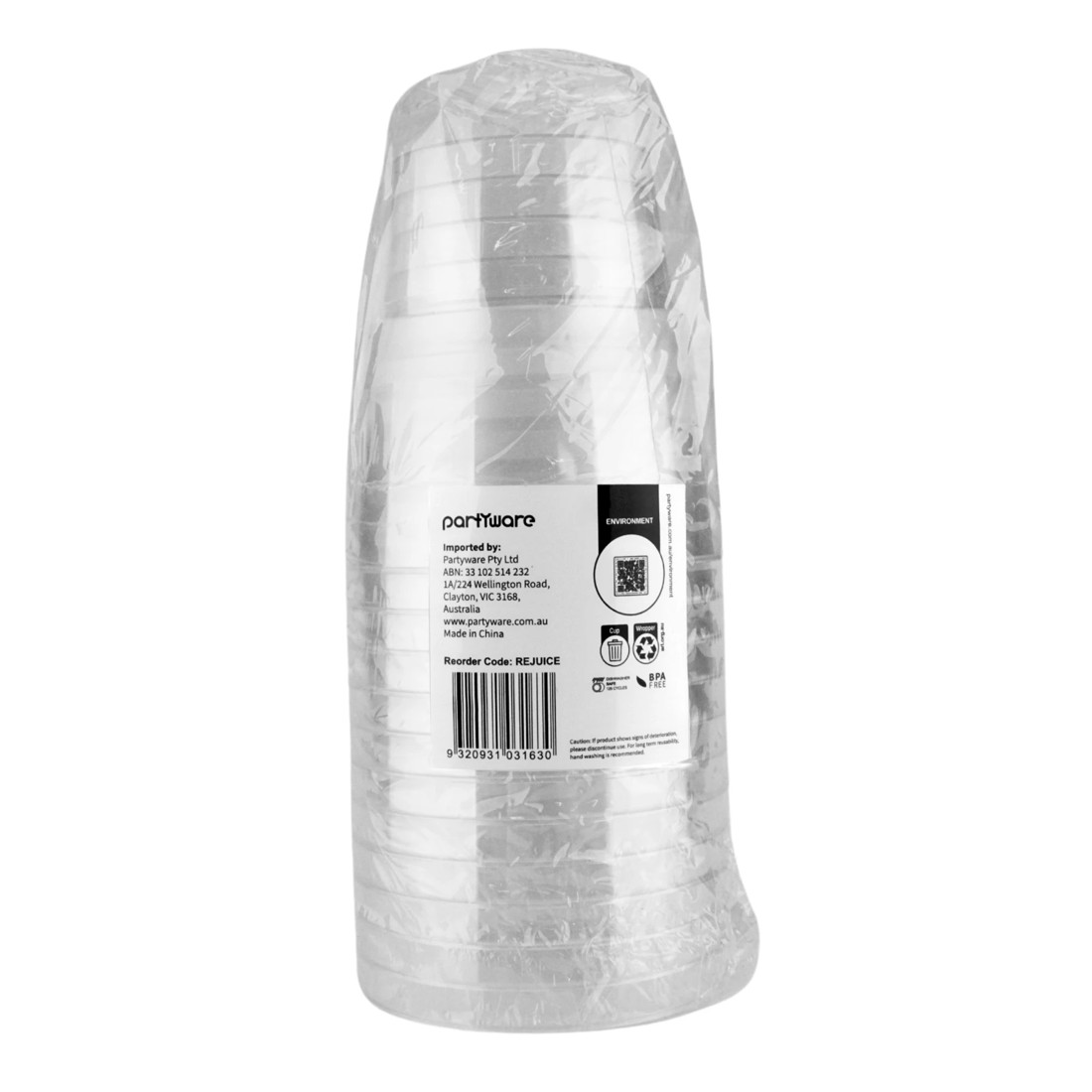 3 Partyware Everyday Living Everyday Living Clear Plastic Reusable Juice Cup 200ml (Pack of 12), 3 of 3