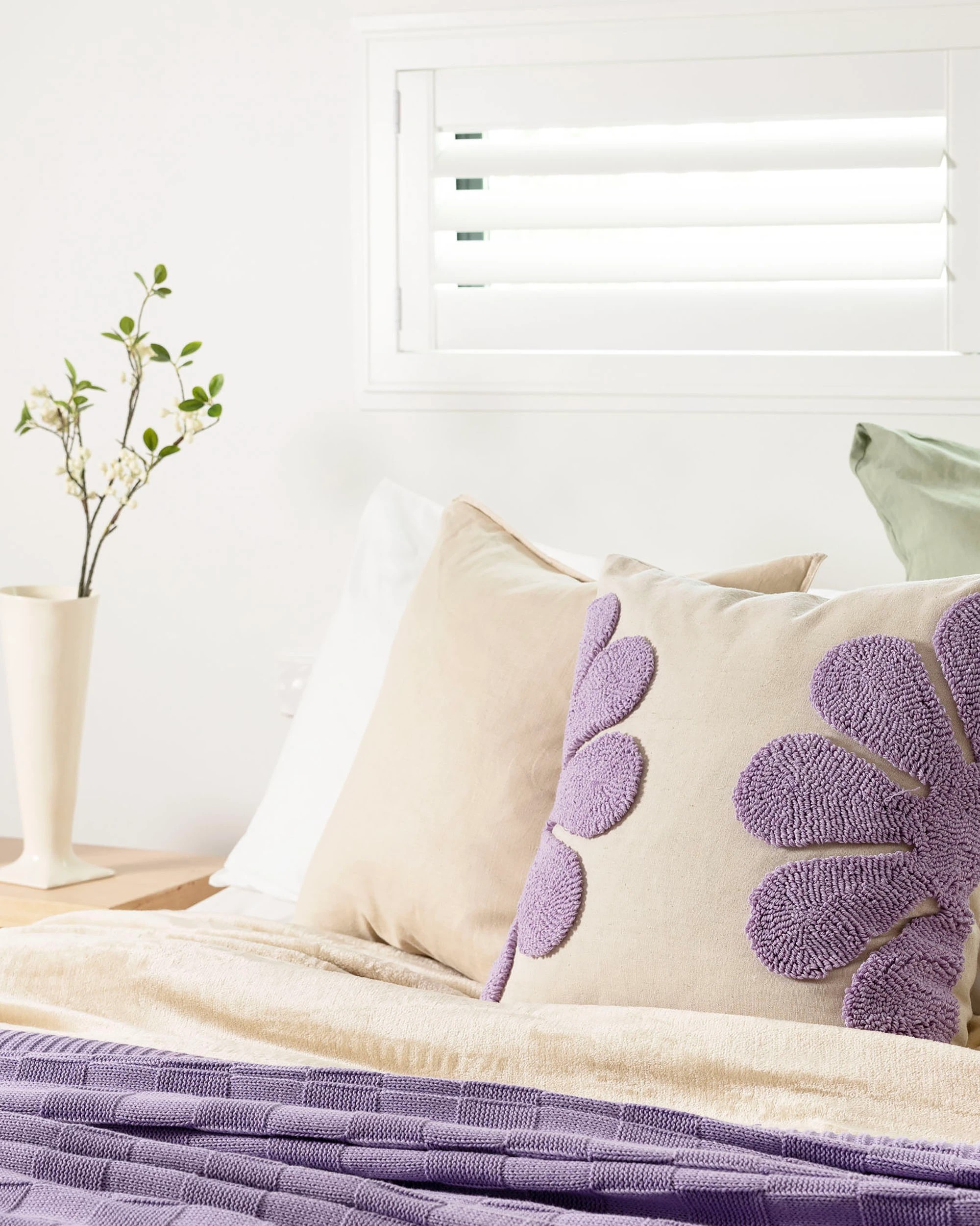 2 Bambury Florian Looped Embroidery Square Cushion  Lilac - Purple, 2 of 4