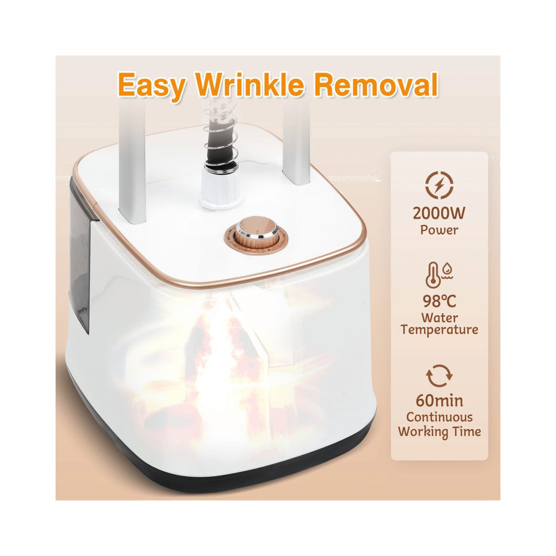 2 Advwin Standing Garment Steamer, 2000w Clothes Steamer With 2.7l Tank, Portable Steam Iron Wrinkle Remover, 2 of 7