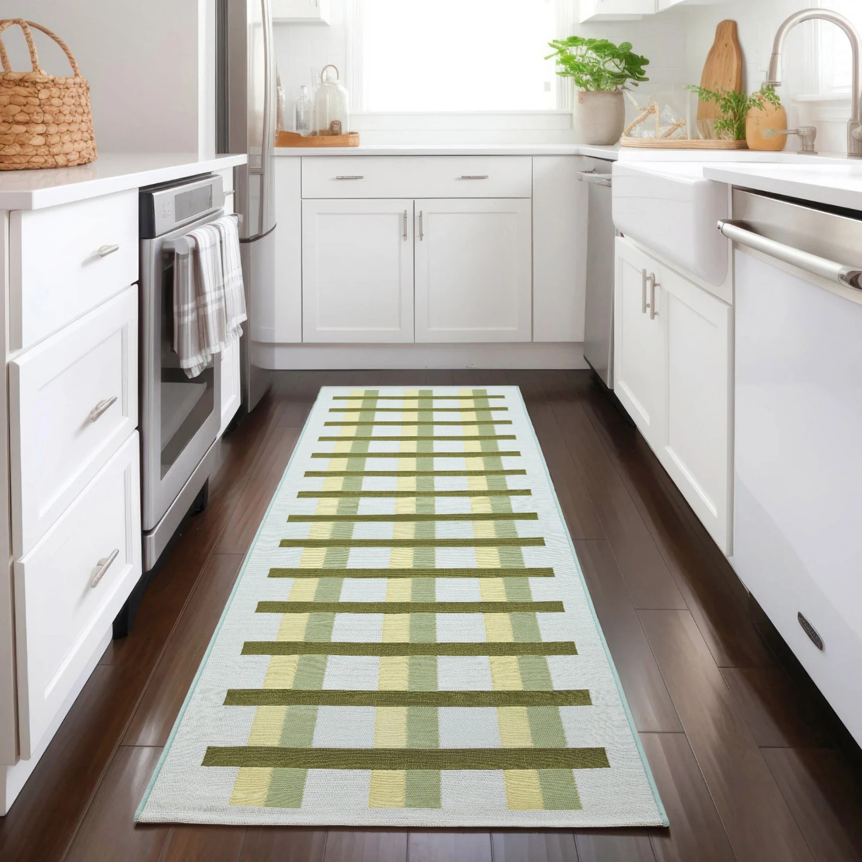 3 Common Ground Rugs Horizon Lattice 300x80cm Runner - Medium Pet Friendly Outdoor Rug - Green, 3 of 9