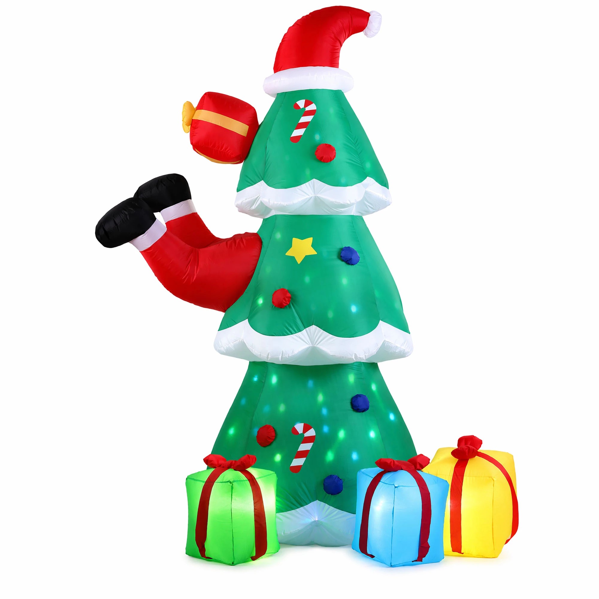 1 Jingle Jollys Christmas Inflatable Santa Tree 2.5M Height Flashing Light Decorations Illuminated - Multi, 1 of 9