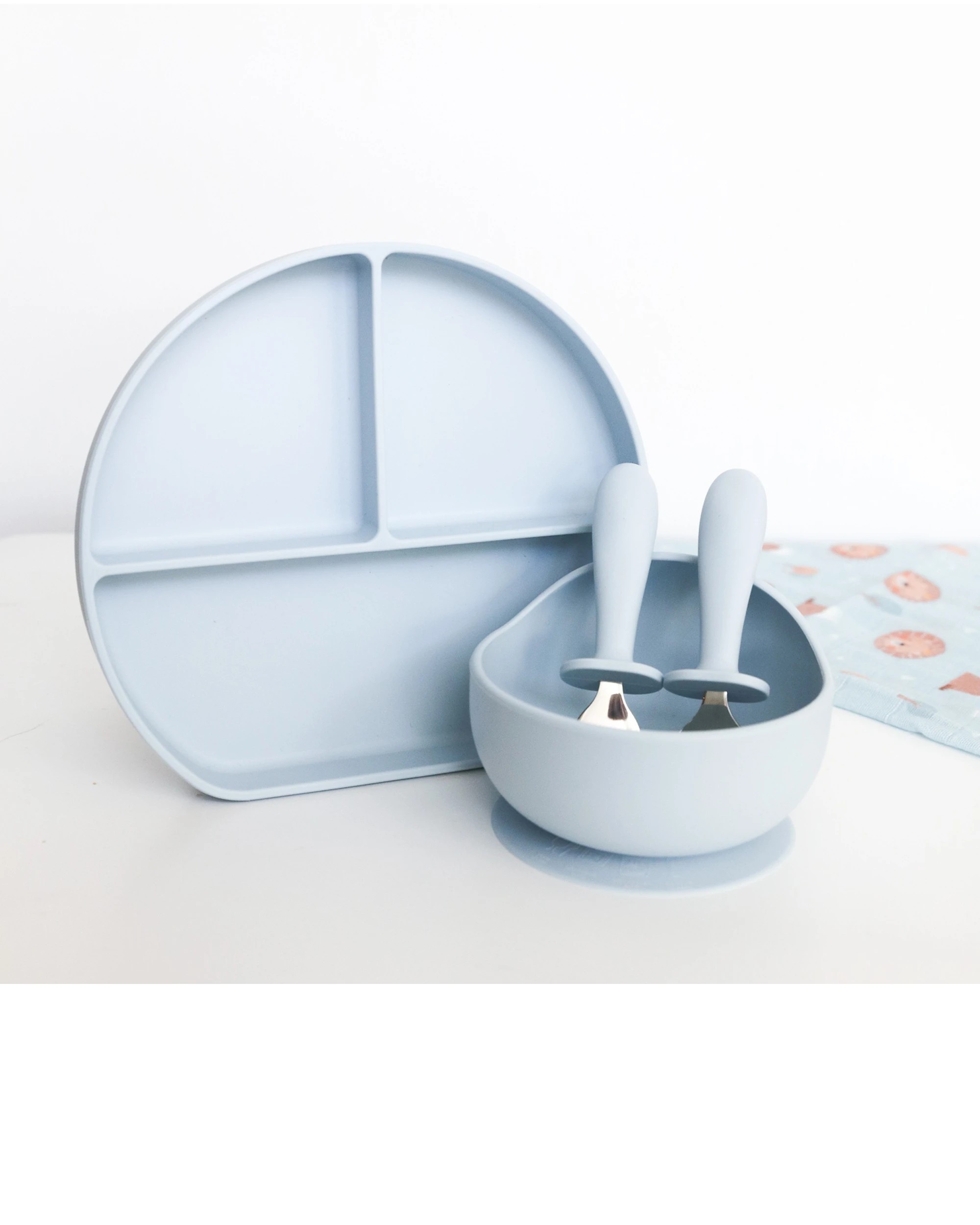 3 Splosh Baby Lion Silicone Feeding Plate Divided 0 Years Dishwasher Safe - Blue, 3 of 3