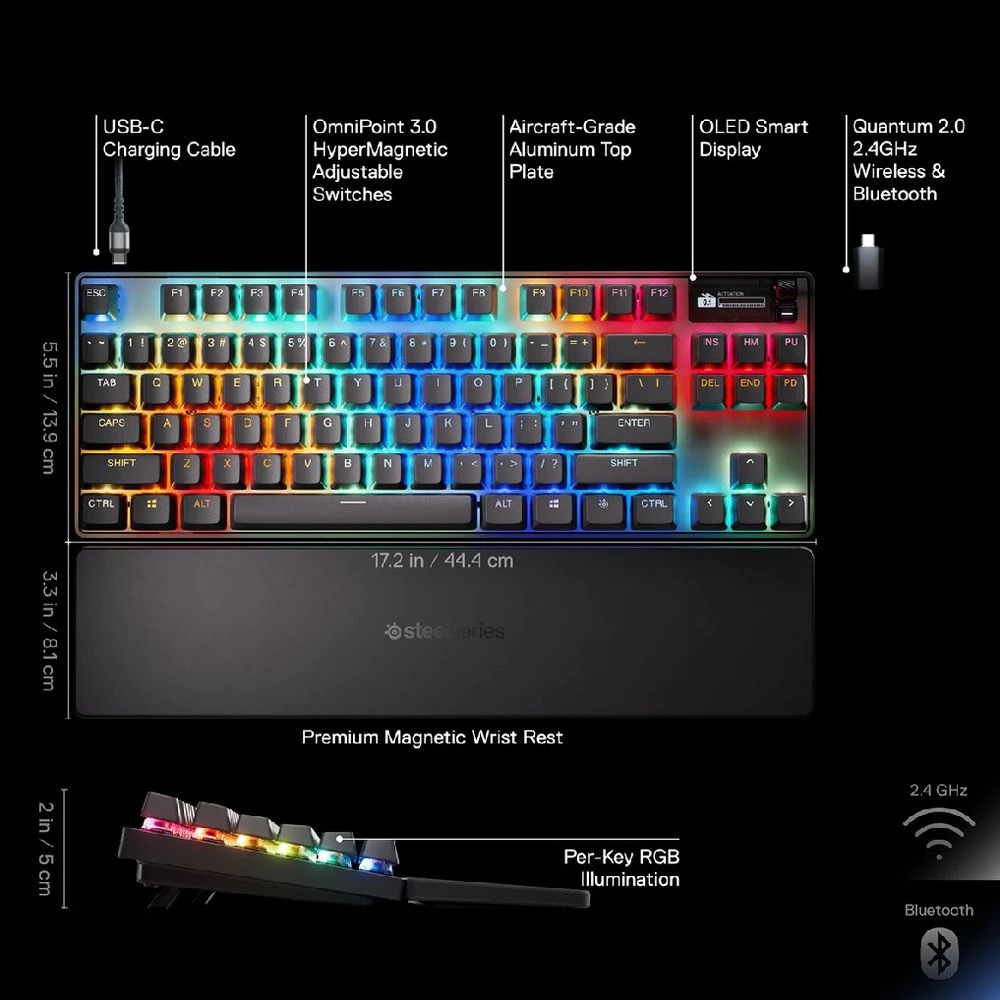 9 SteelSeries Apex Pro TKL Gen 3 Wireless Gaming Keyboard, 9 of 10