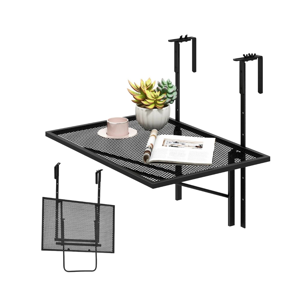 3 Costway Balcony Railing Table w/5 Adjustable Heights Folding Hanging Table, 3 of 3