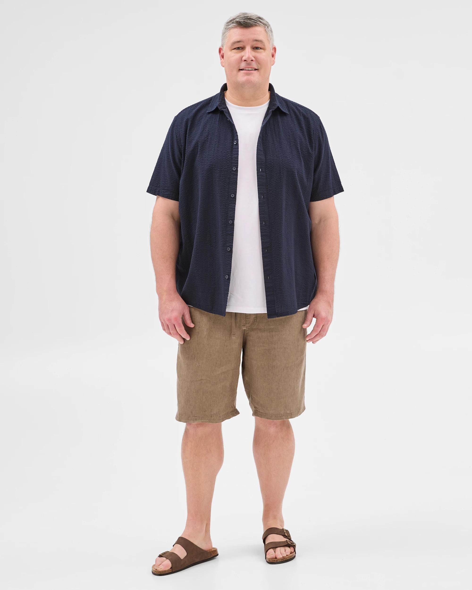 2 Target Plus Size Australian Cotton Seersucker Shirt NAVY, 2 of 5