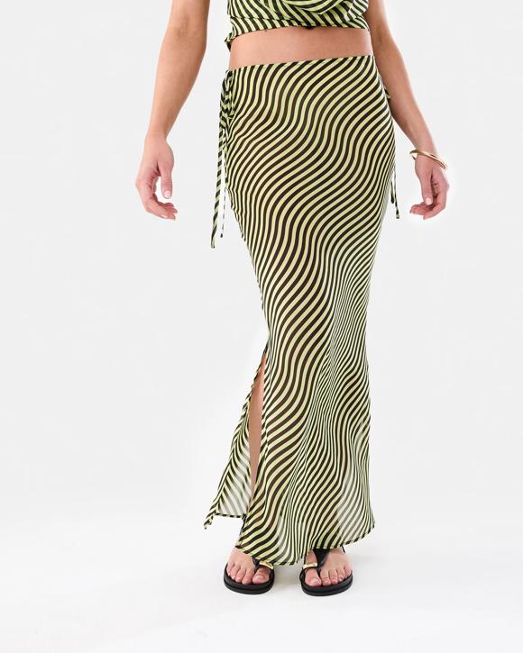 Print Tie Side Maxi Skirt