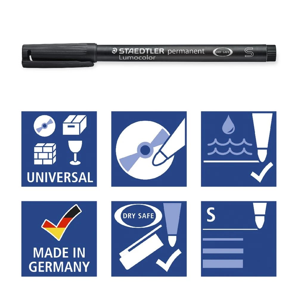 5 Staedtler Lumocolor Super Fine Permanent Marker Blue, 5 of 6